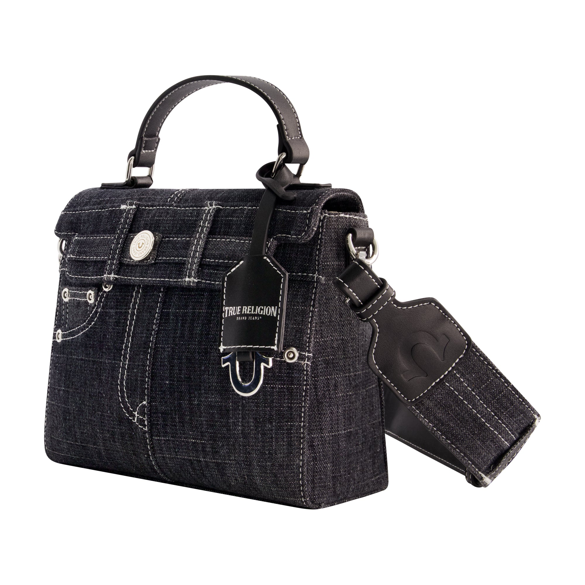True Religions Jean Pocket Mini Flap, BLACK