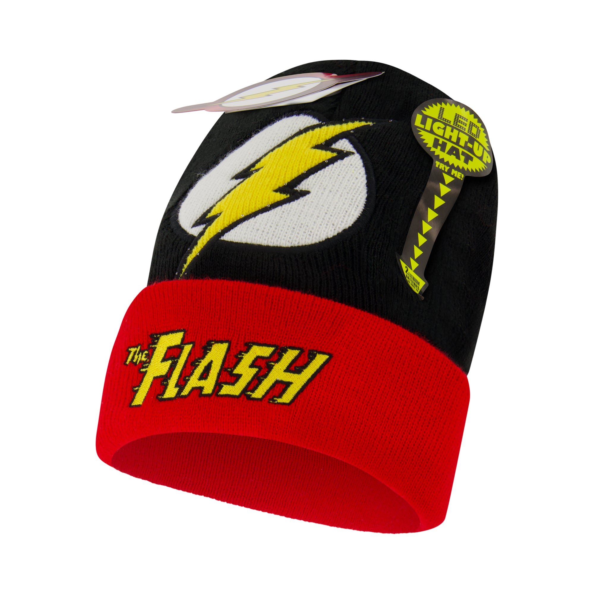 DC Comics The Flash LED Light-Up Beanie Hat – Embroidered Logo Cuffed Knit Cap