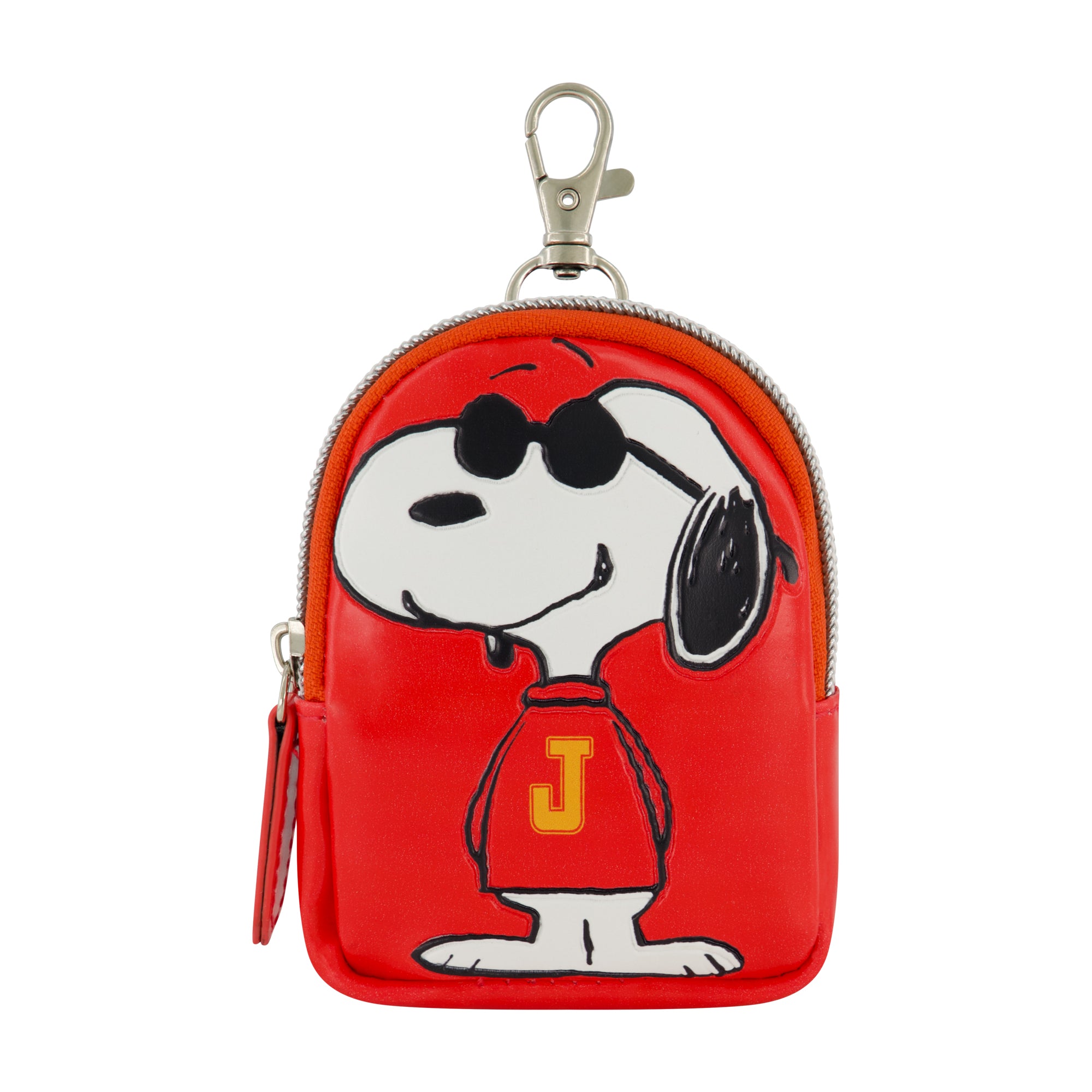 Peanuts Small Coin Purse Wallet with Keychain Clip, Snoopy J, One Size, Multi