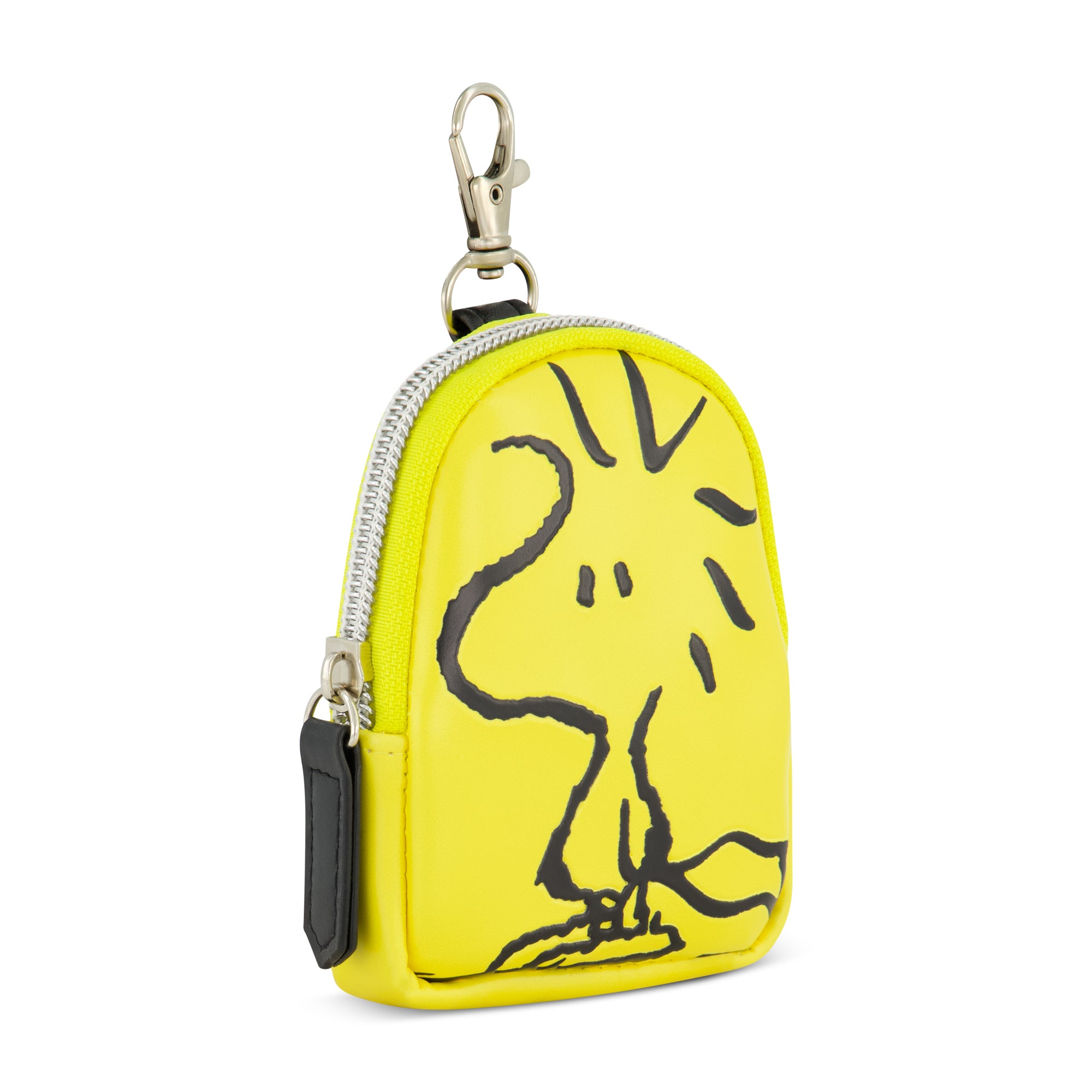 Peanuts Small Coin Purse Wallet with Keychain Clip, Woodstock, One Size, Yellow/Black