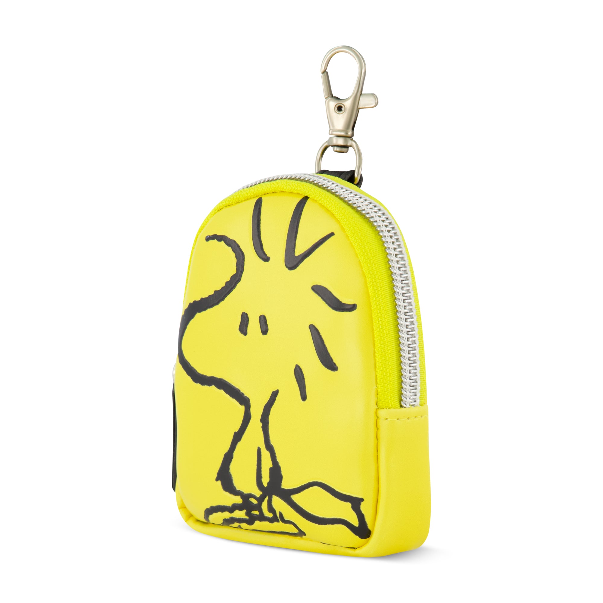 Peanuts Small Coin Purse Wallet with Keychain Clip, Woodstock, One Size, Yellow/Black