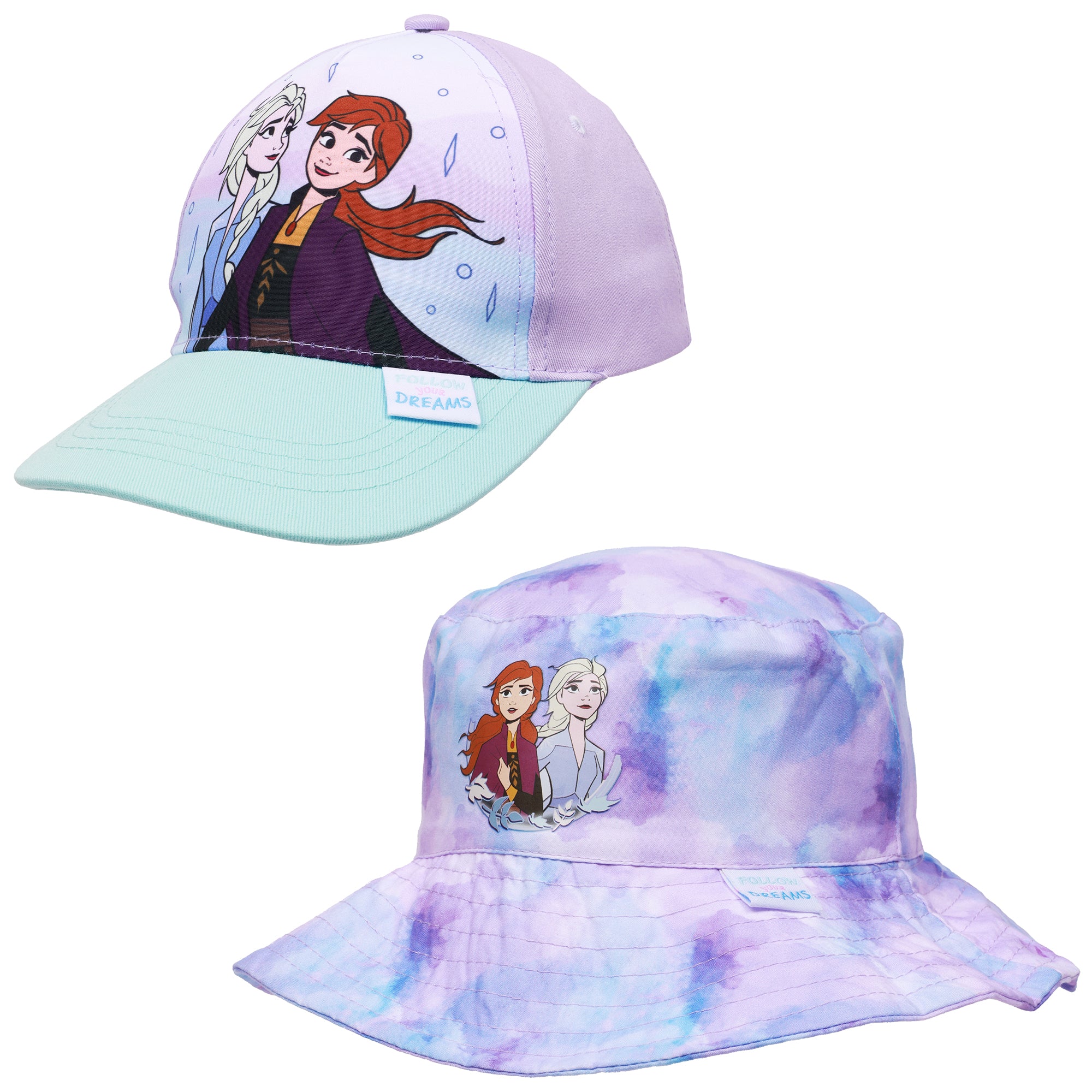 Disney Frozen Anna & Elsa kids Hat Set – Baseball Cap and Bucket Hat