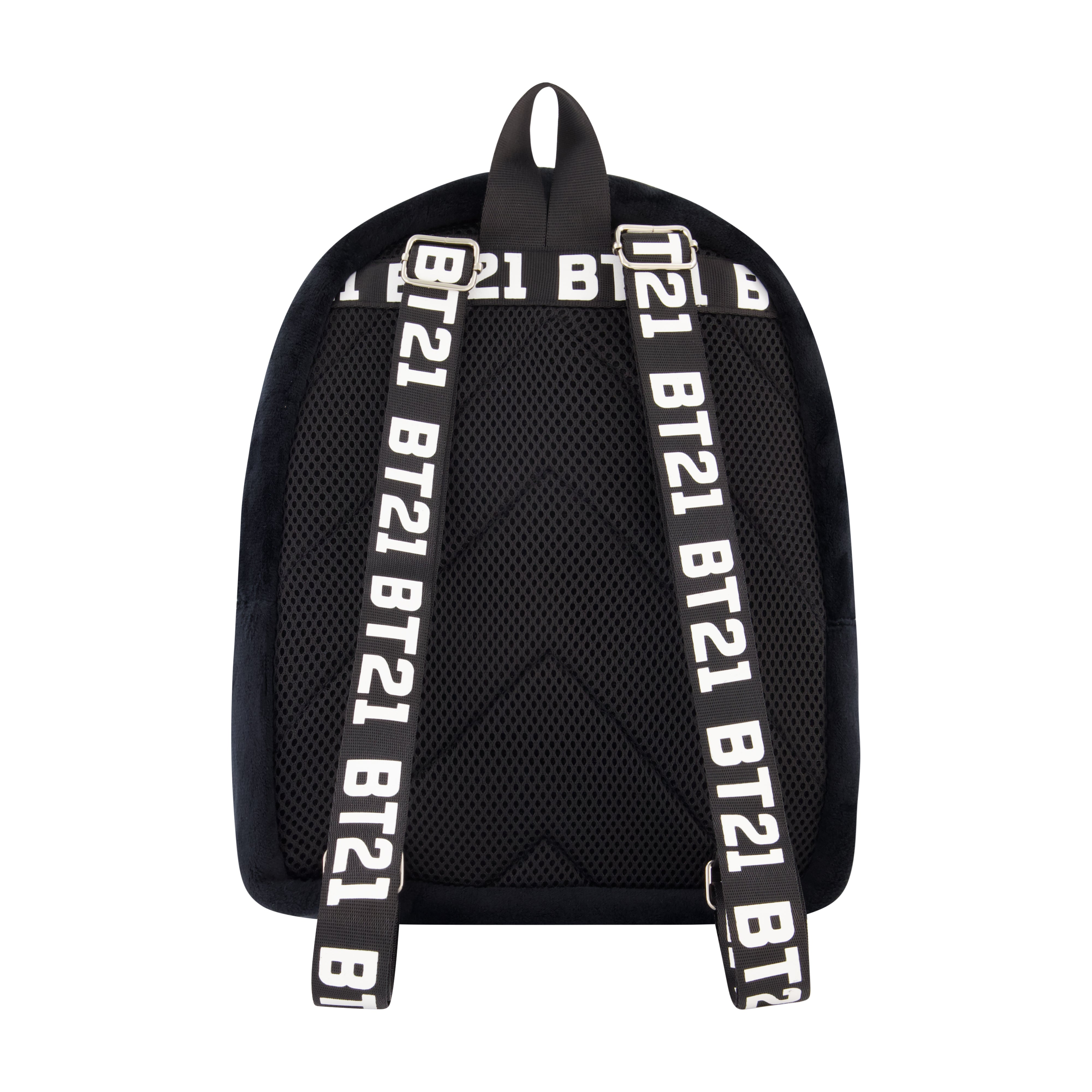 Concept One BT21 LINE FRIENDS Backpack, Plush Mini Travel Bag for Men and Women, Black, 9.5 Inch