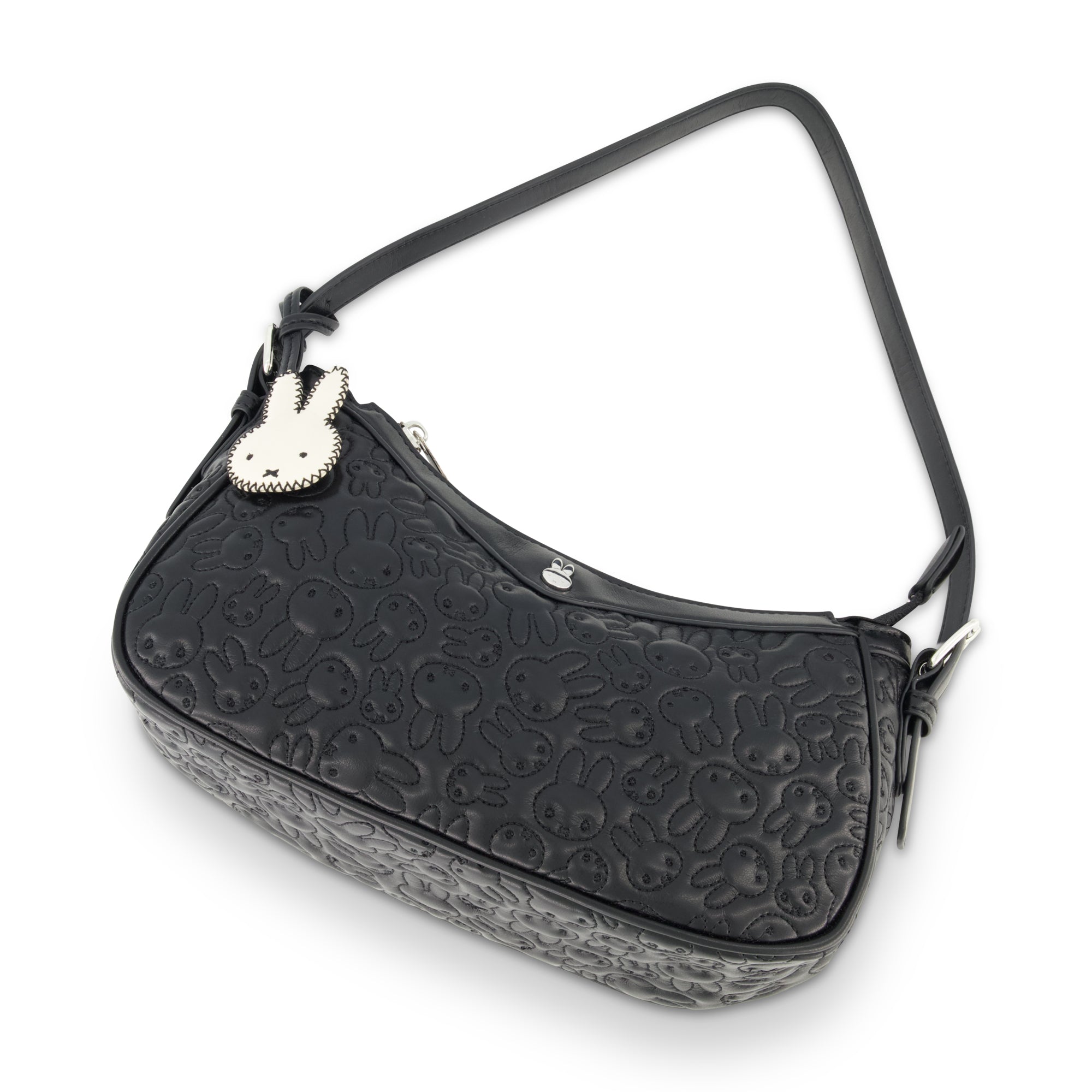 Danielle Nicole Miffy Quilted PU Shoulder Bag with Charm in Black