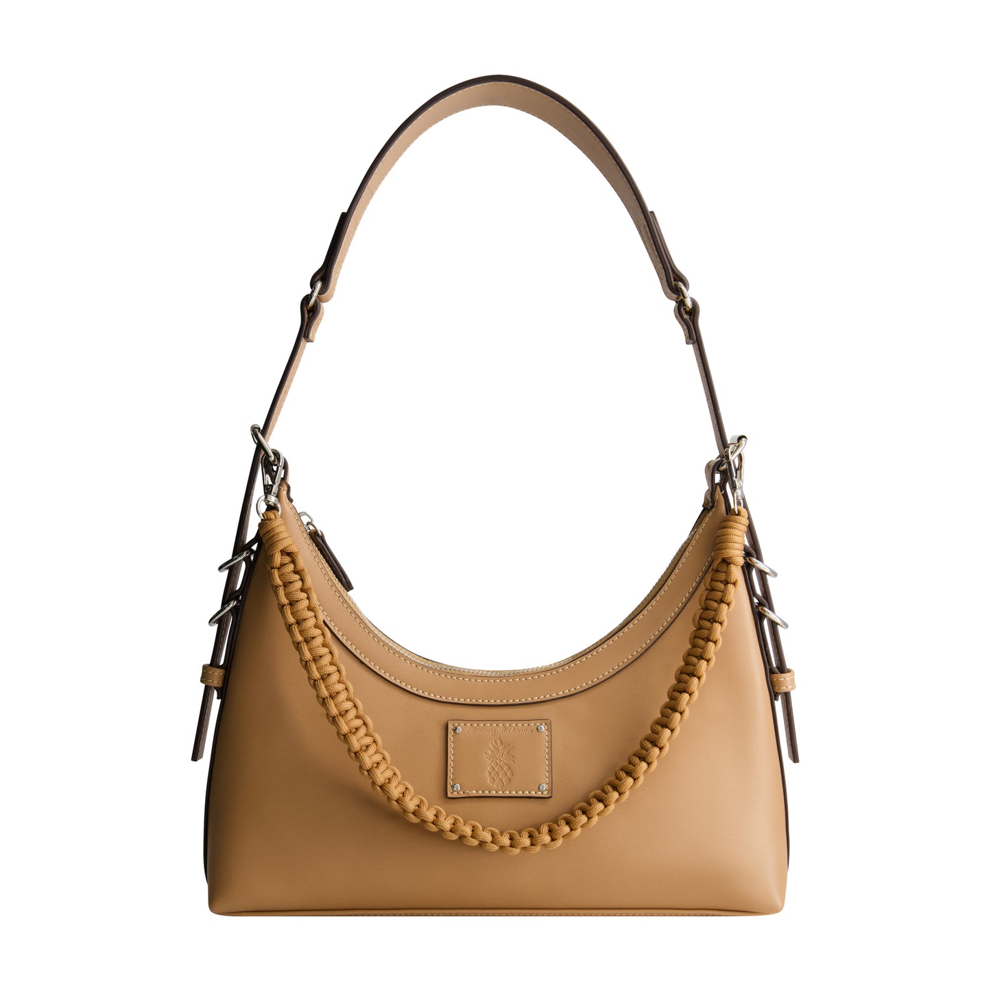 Tommy Bahama Debossed Logo Zip-Top Hobo Bag, TAN