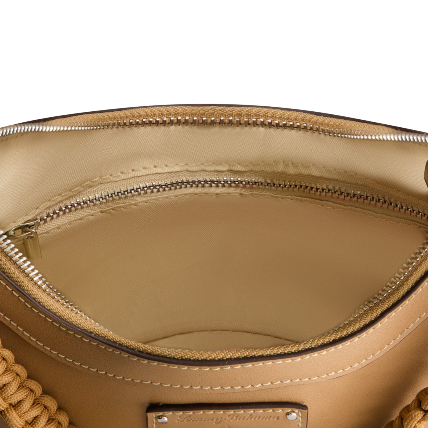 Tommy Bahama Debossed Logo Zip-Top Hobo Bag, TAN