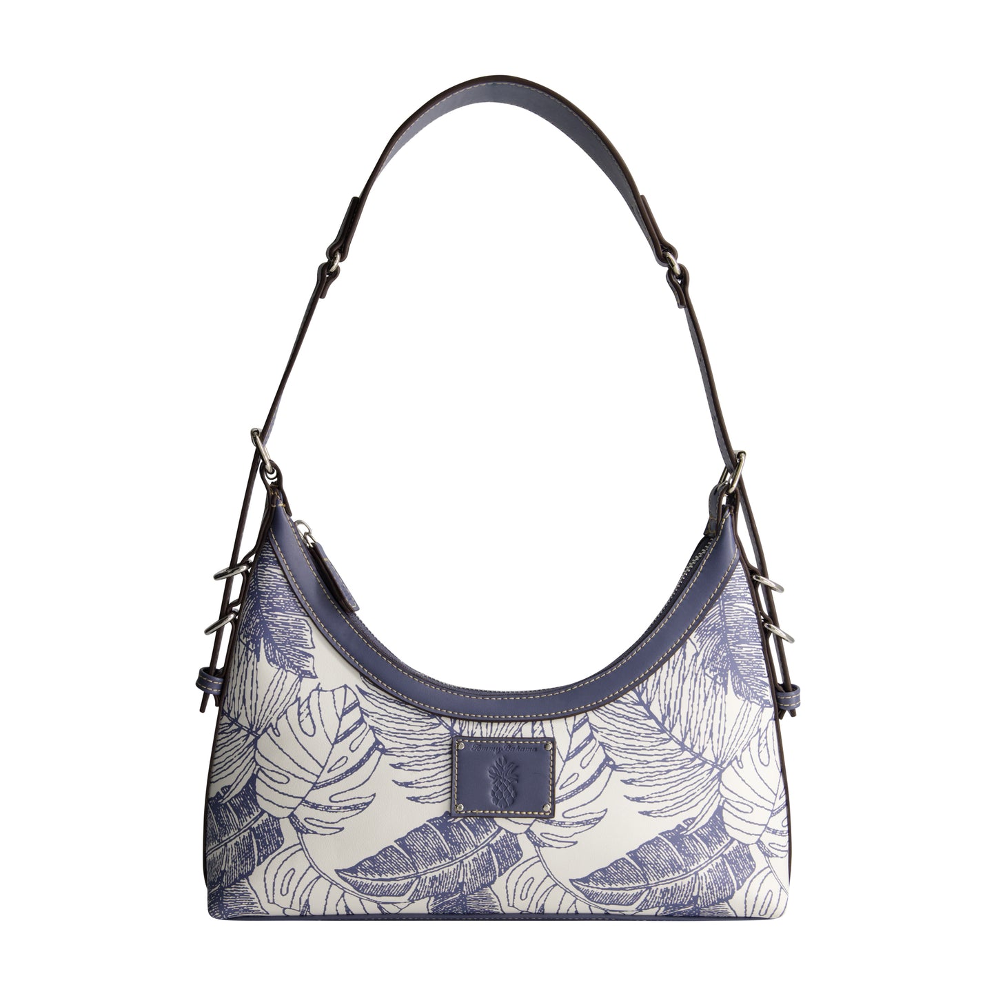 Tommy Bahama Graphic Leaf Print City Hobo, NAVY