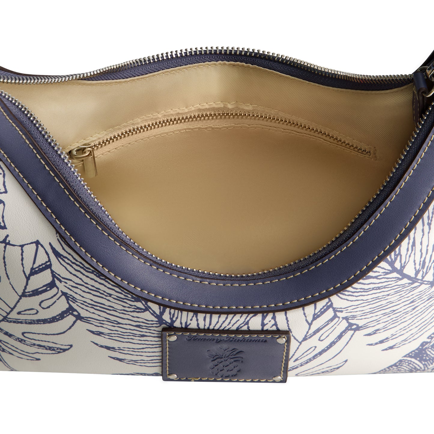 Tommy Bahama Graphic Leaf Print City Hobo, NAVY