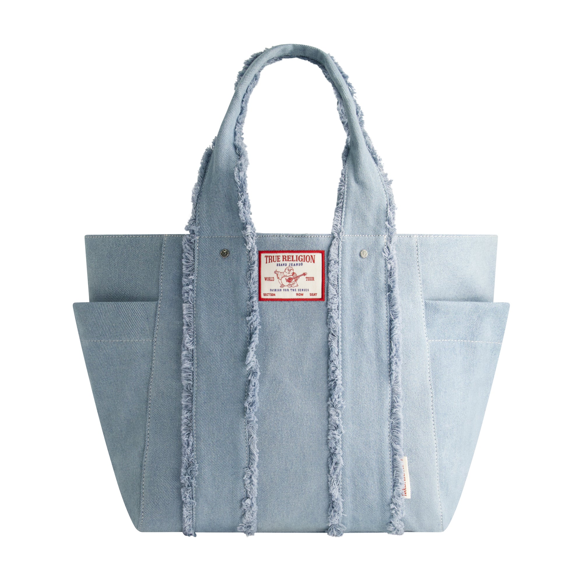 True Religion Frayed Handle Solid Denim Tote