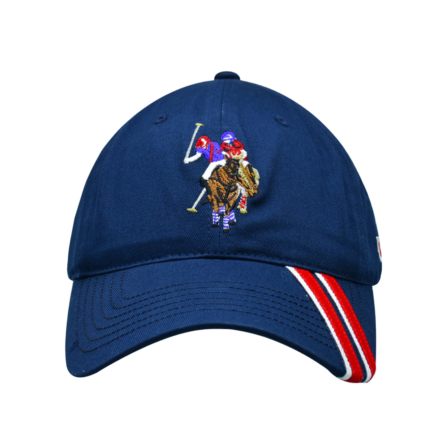 U.S Polo Assn. Dad Hat, Embroidered Horse Logo Adjustable Adult Baseball Cap with Diagonal Accent Stripes