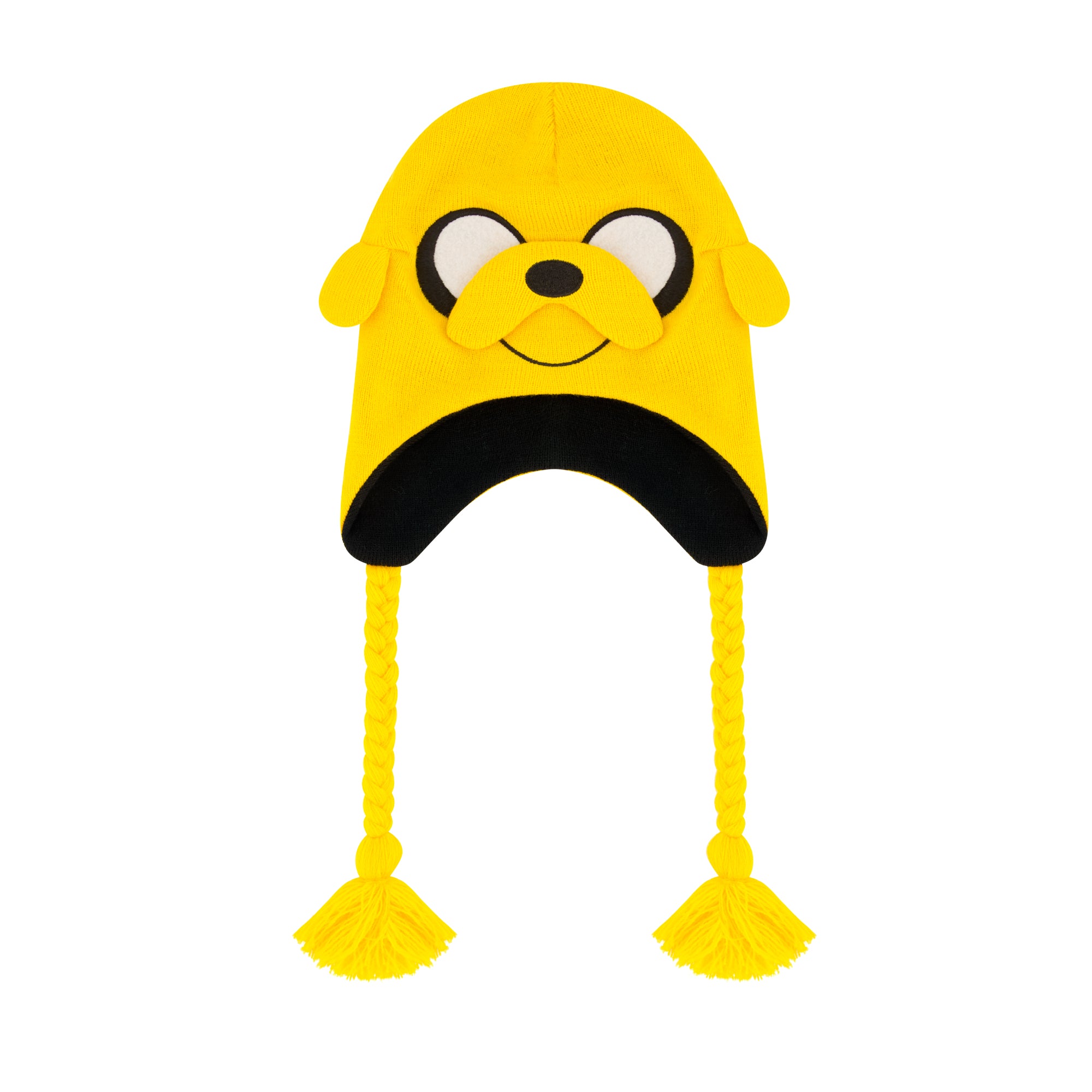 Adventure Time Jake Peruvian Knit Hat – 3D Character Earflap Beanie with Braided Tassels