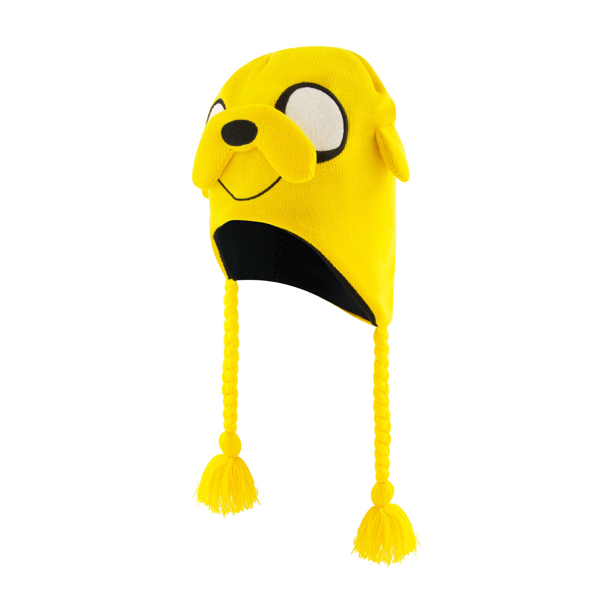 Adventure Time Jake Peruvian Knit Hat – 3D Character Earflap Beanie with Braided Tassels