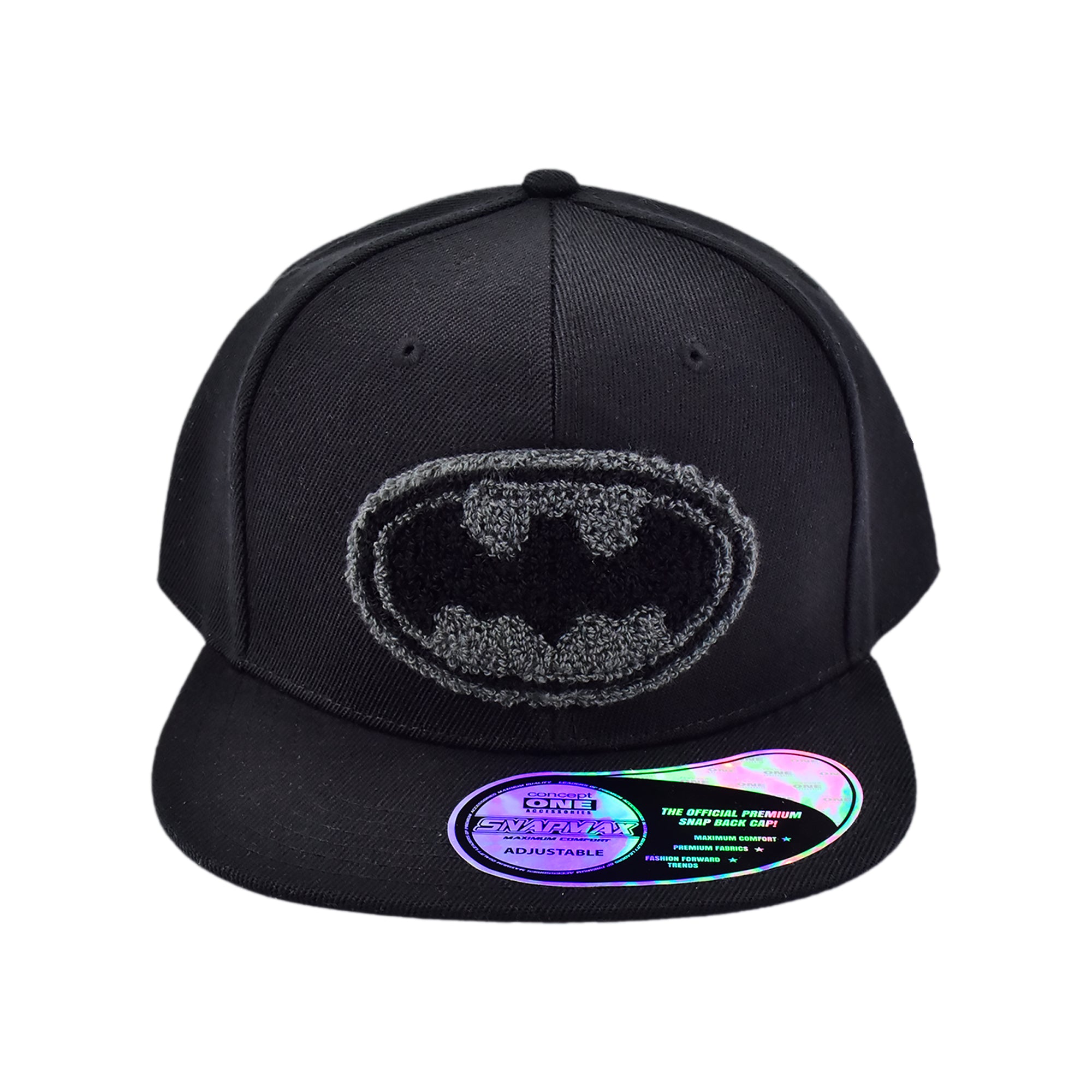 DC Comics Batman Flat Brim Snapback Hat – Tonal Logo Embroidered Cap, Adjustable Adult Fit