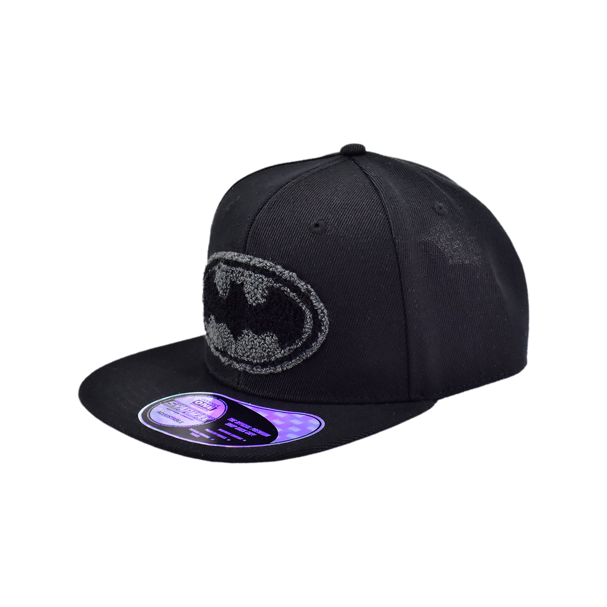 DC Comics Batman Flat Brim Snapback Hat – Tonal Logo Embroidered Cap, Adjustable Adult Fit
