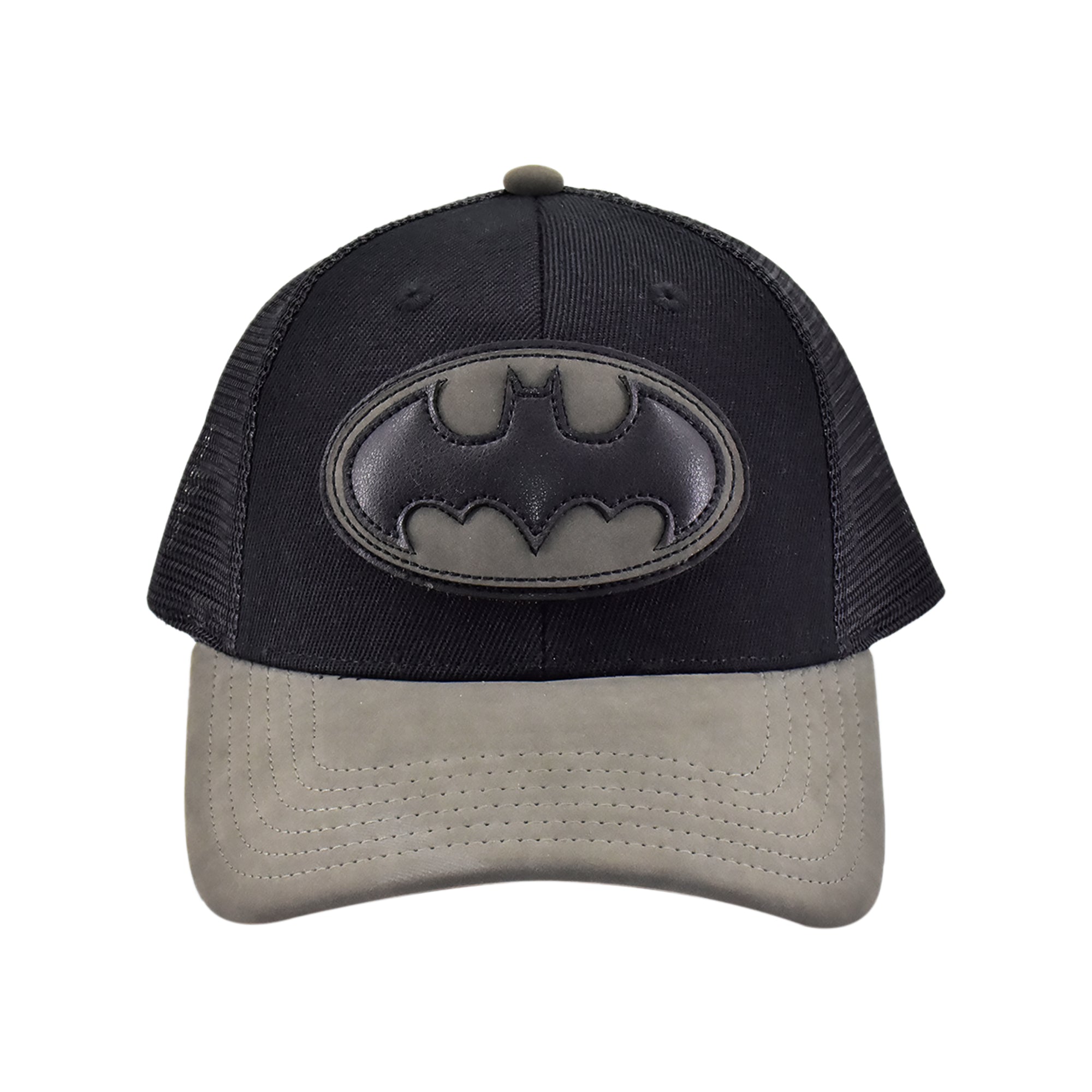 DC Comics Batman Trucker Hat – Tonal Logo Patch Mesh Back Cap, Adjustable Snapback Adult Fit