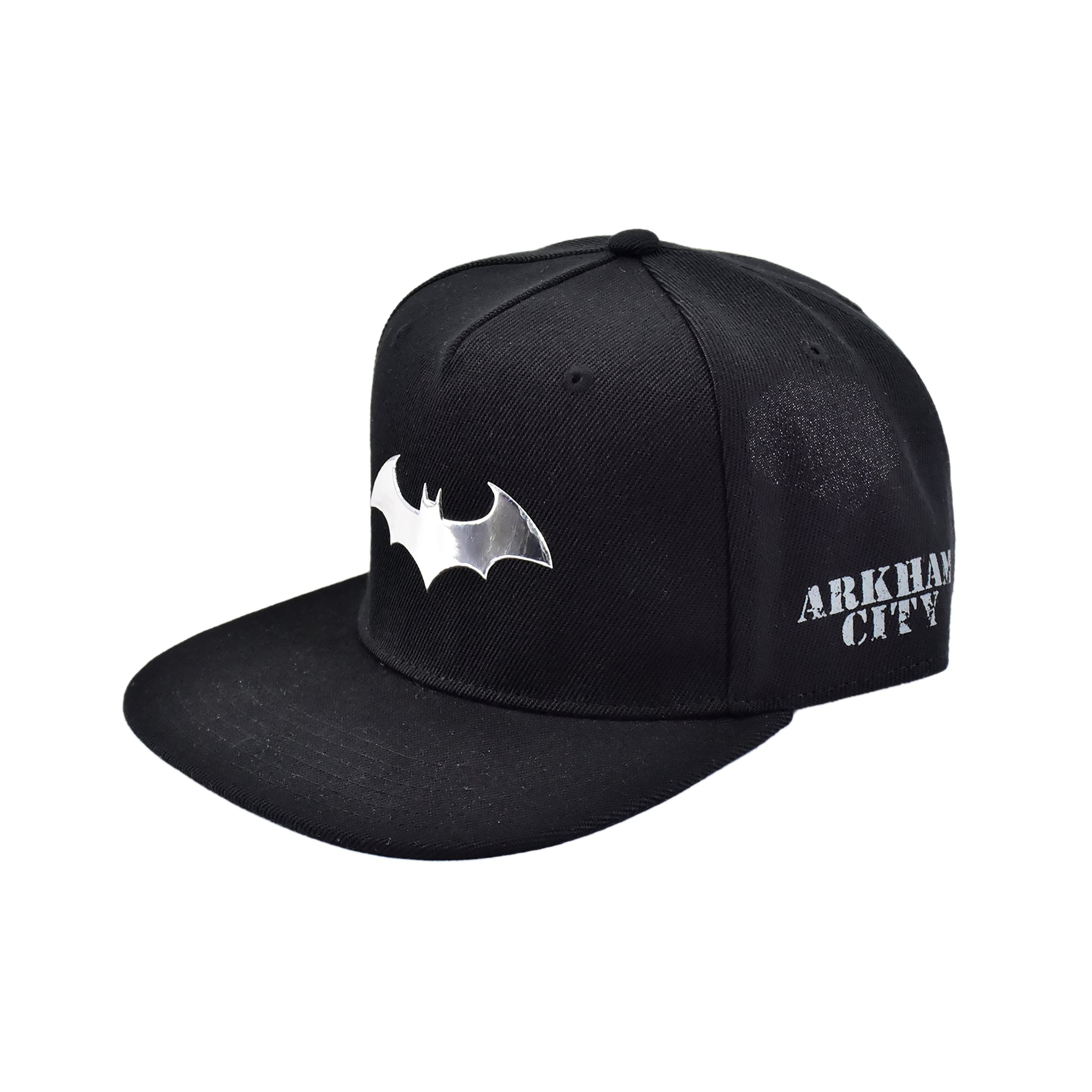 Batman Arkham City Snapback Hat – Flat Brim Adjustable Cap with Metal Bat Logo