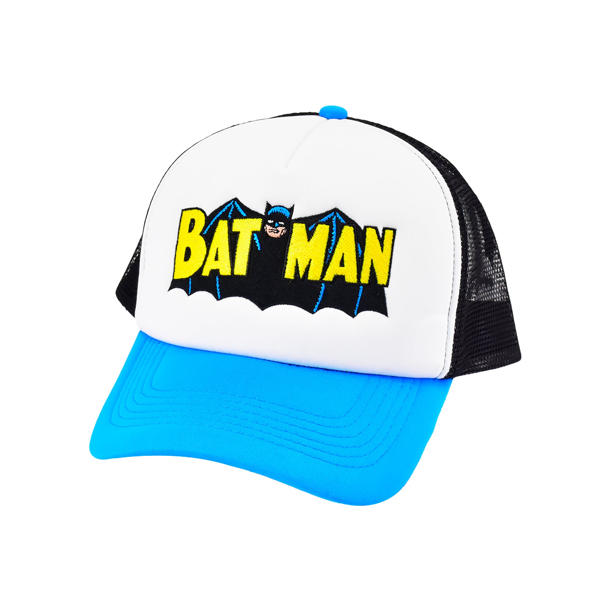 Batman Retro Logo Trucker Hat – DC Comics Mesh Snapback Cap
