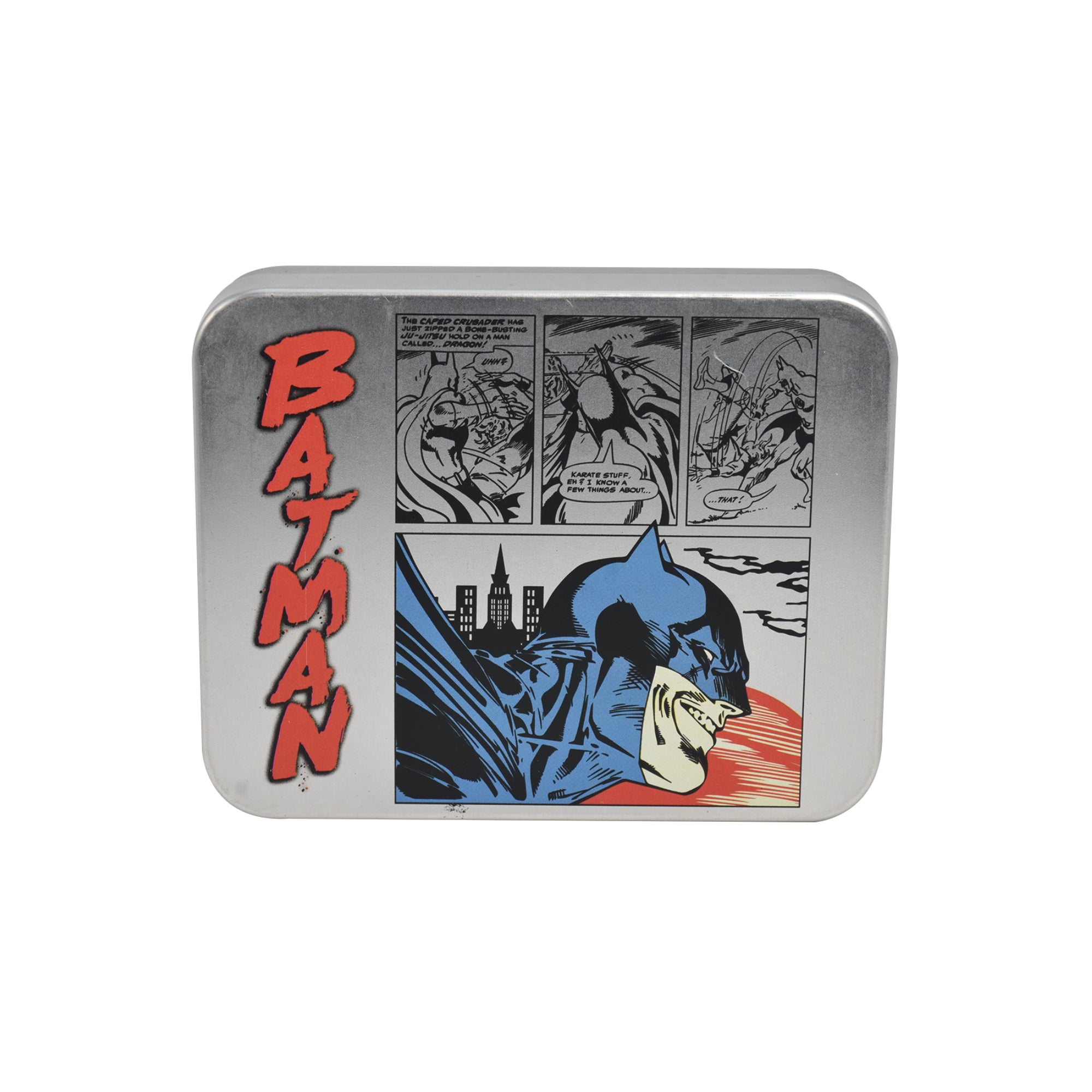 DC Comics Batman Face Print Bifold Wallet in a Decorative Tin Case Multi, Unisex