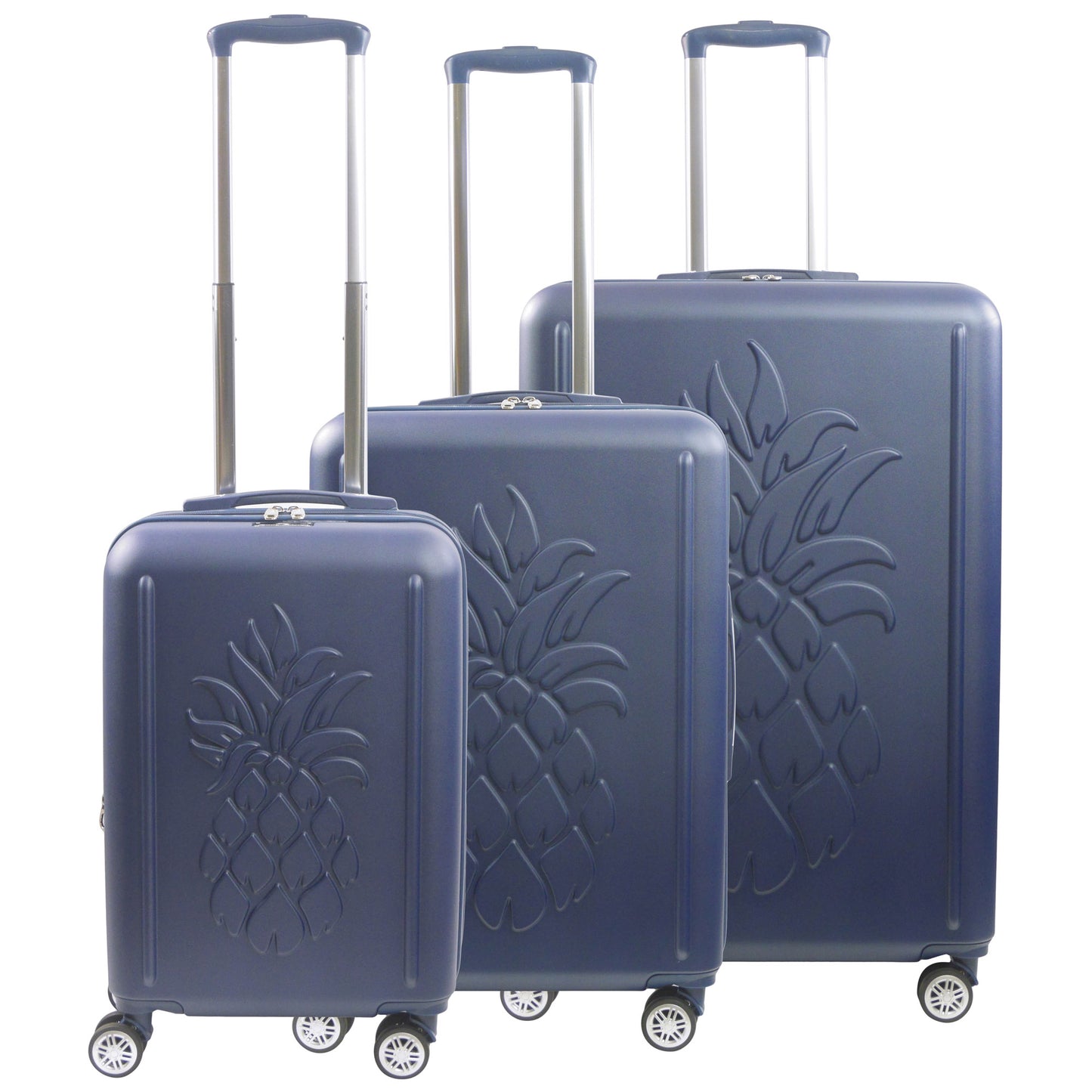 Tommy Bahama 3-Piece Hard-Sided 3D Pineapple Luggage Set with Drawstring Bag in Navy
