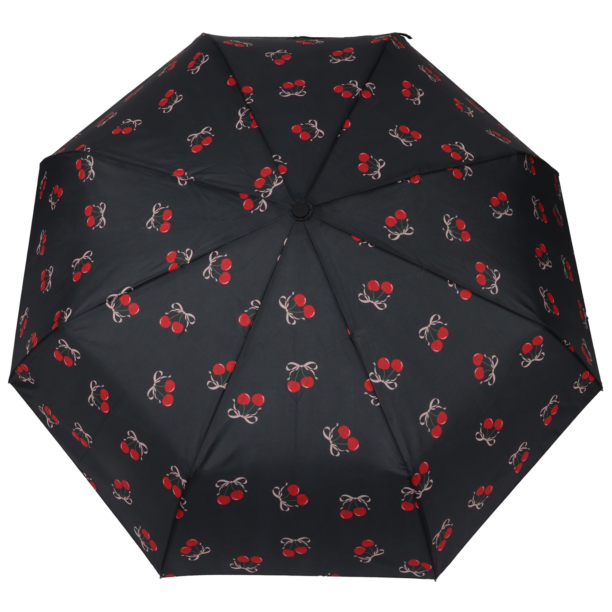 C & C California Cherry Bow Printed Compact Umbrella with Automatic Open/Close