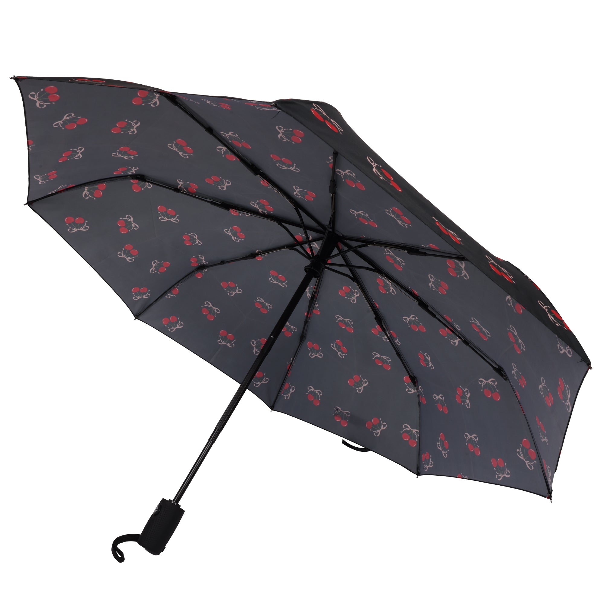 C & C California Cherry Bow Printed Compact Umbrella with Automatic Open/Close