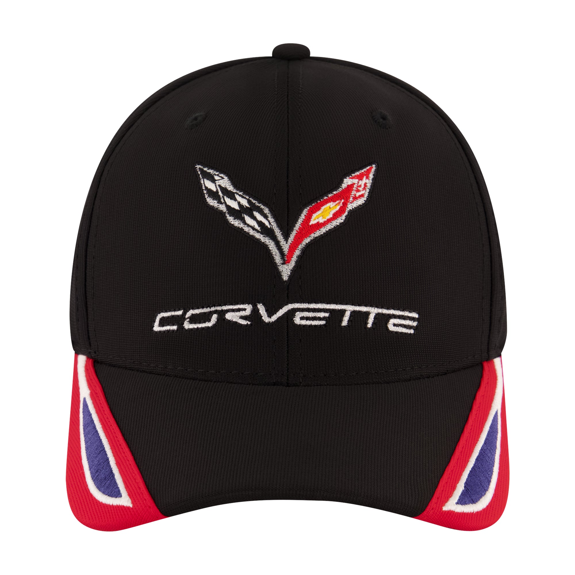 Chevrolet Baseball Cap, Corvette Logo Flex Fit Baseball Hat with Curved Brim, Black, One Size
