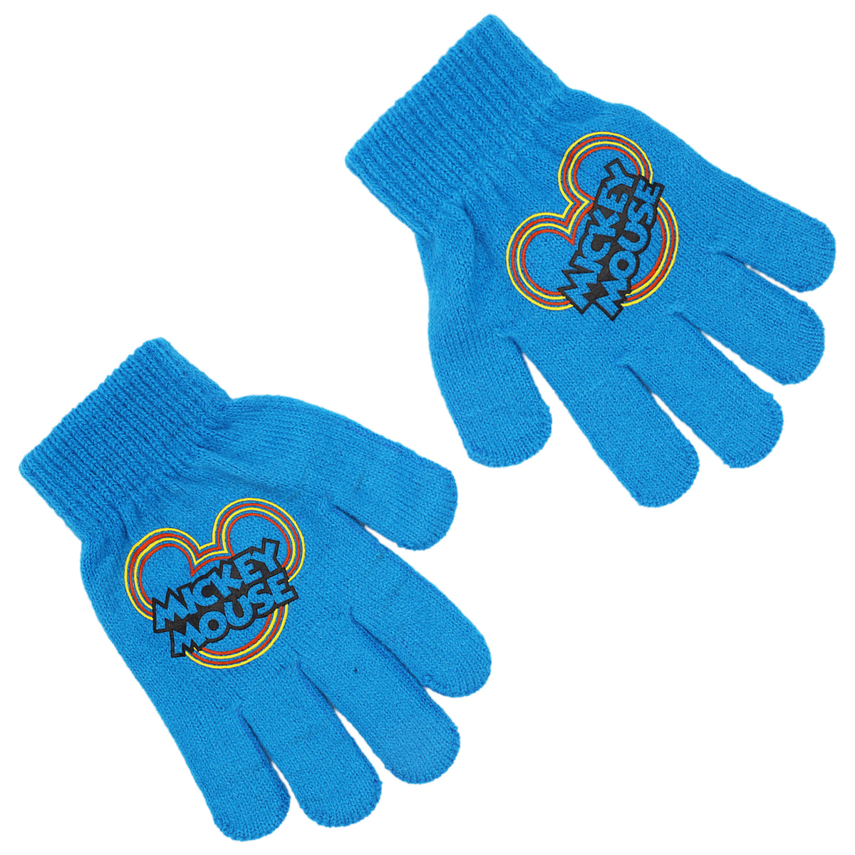 Disney Mickey Mouse Boys Winter Hat & 2-Pair Gloves Set – Blue, Ages 4–7