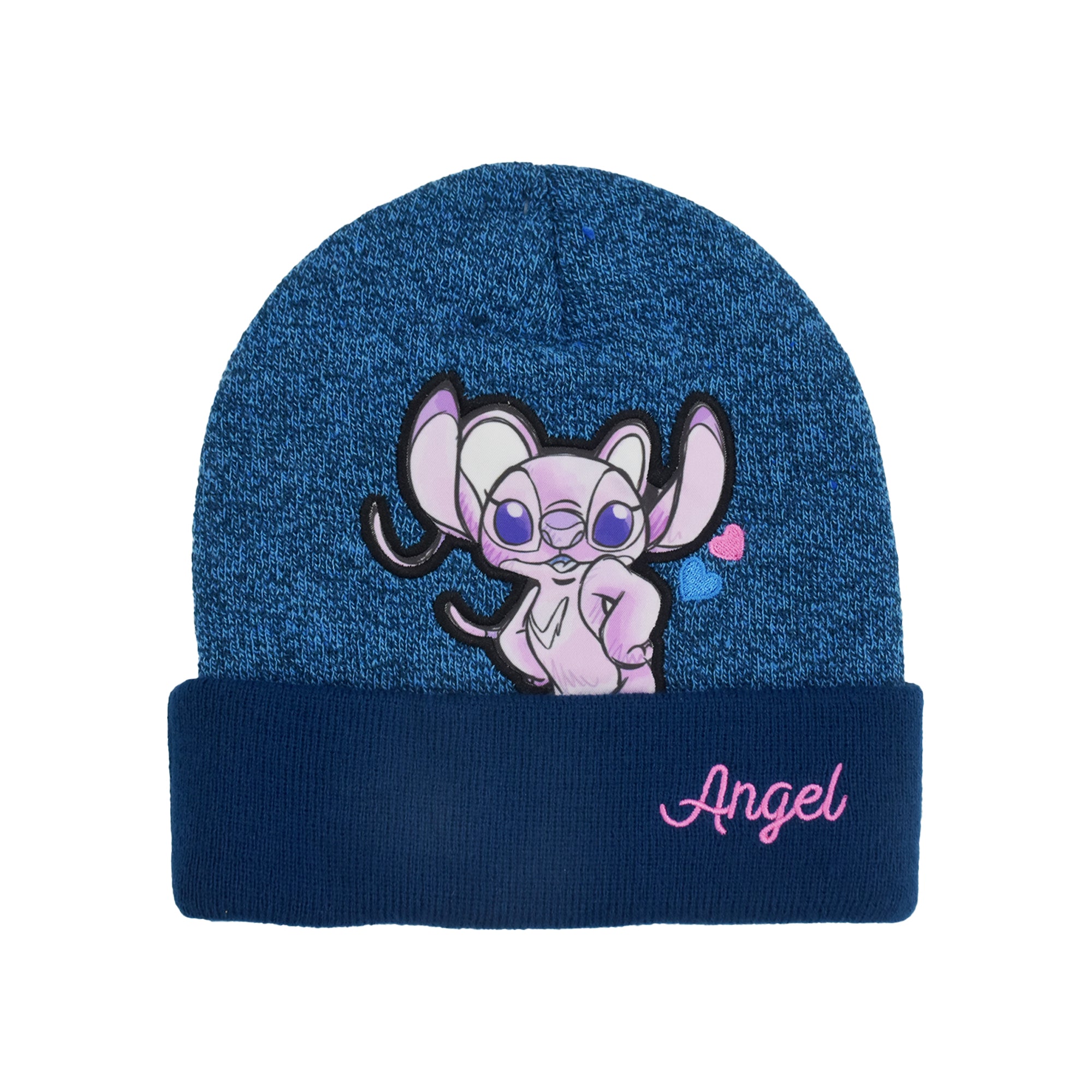 Disney Stitch and Angel Hearts Marled Cuff Beanie