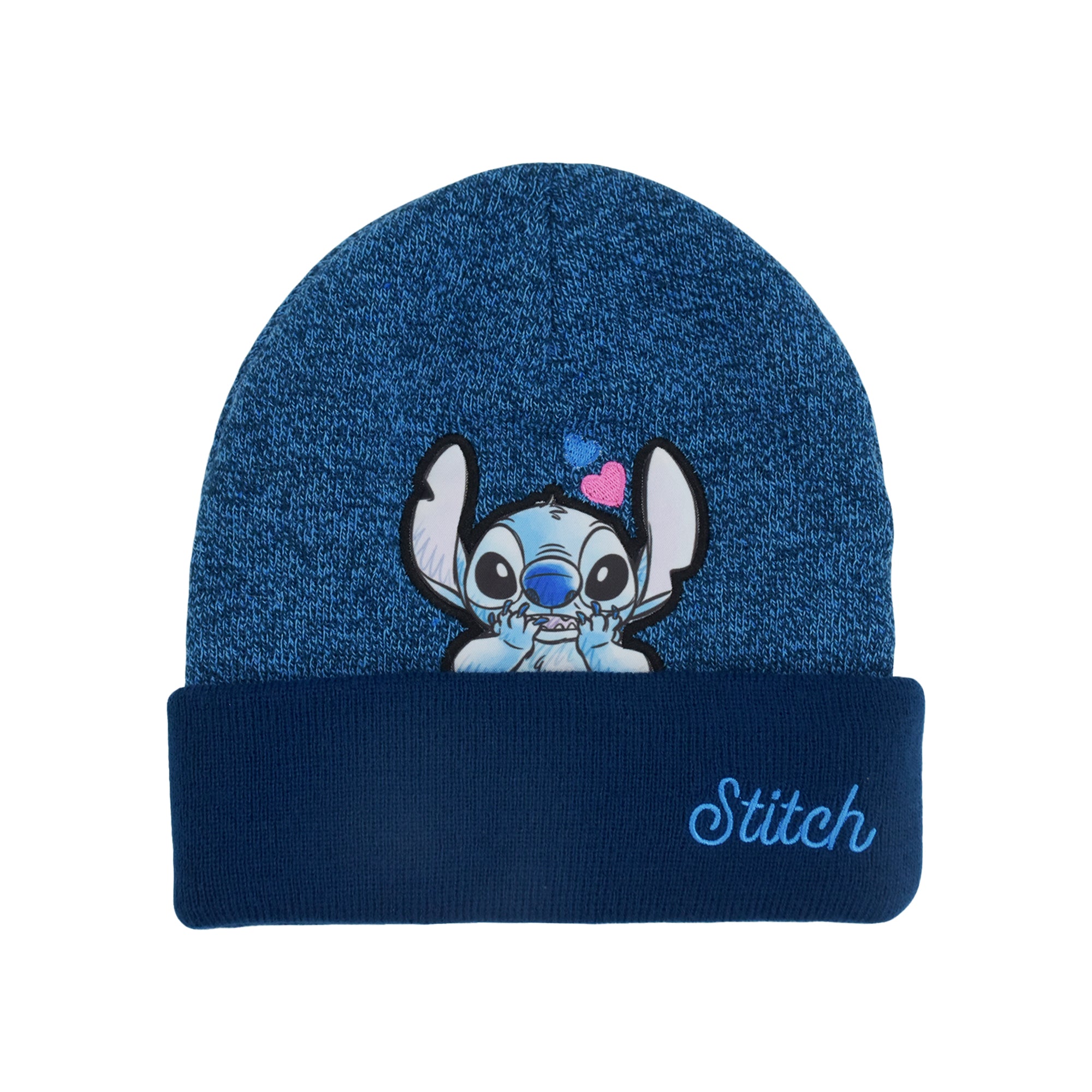 Disney Stitch and Angel Hearts Marled Cuff Beanie