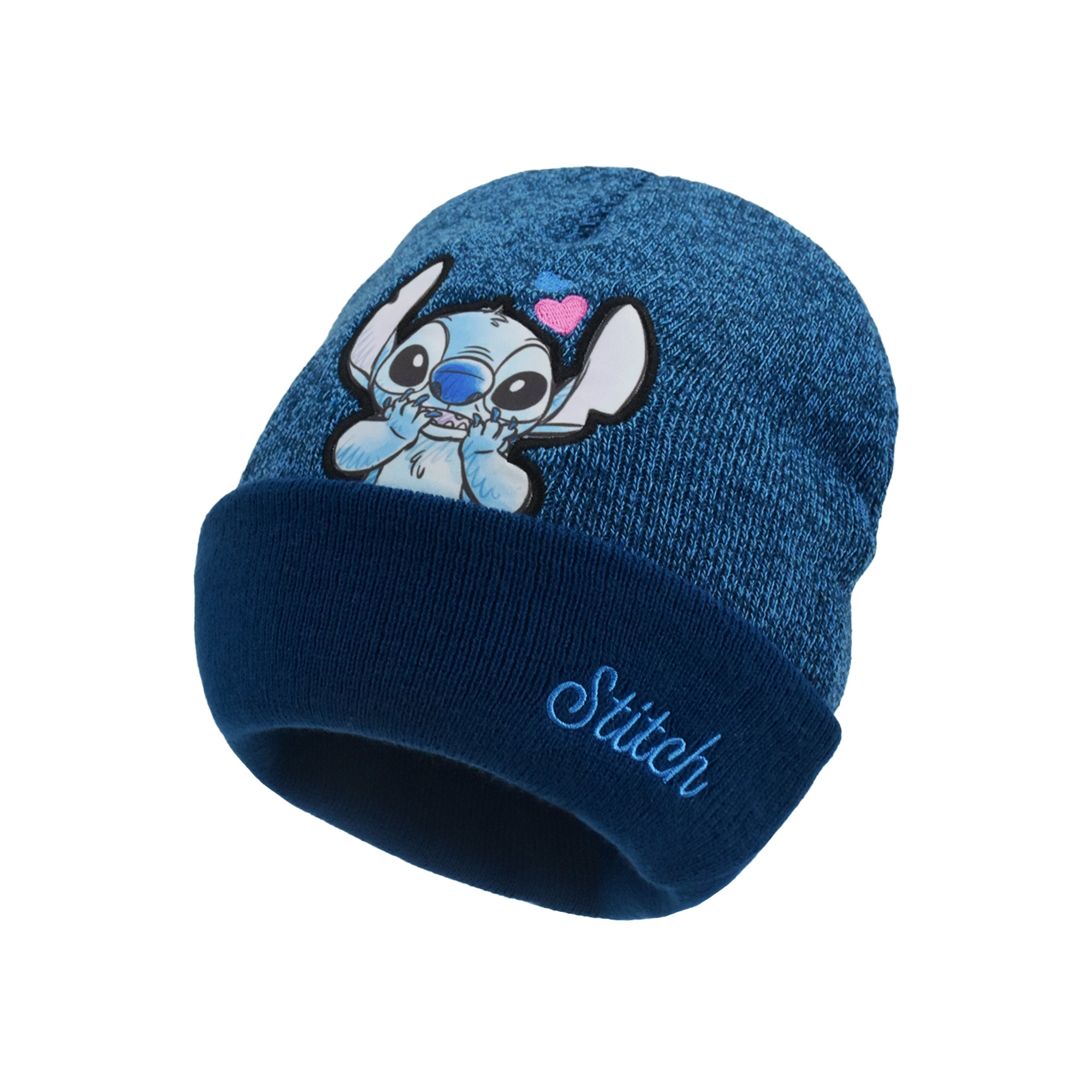 Disney Stitch and Angel Hearts Marled Cuff Beanie