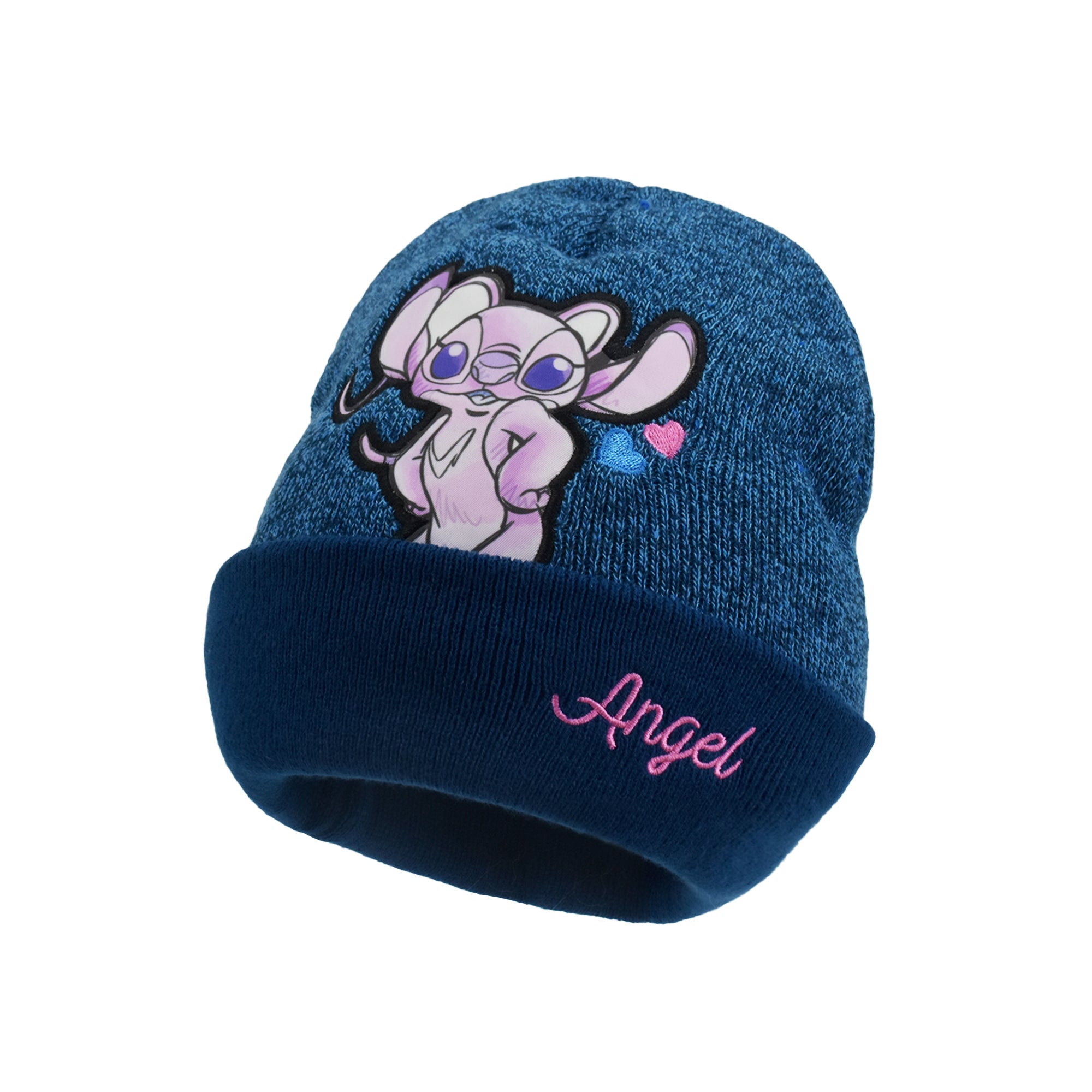 Disney Stitch and Angel Hearts Marled Cuff Beanie