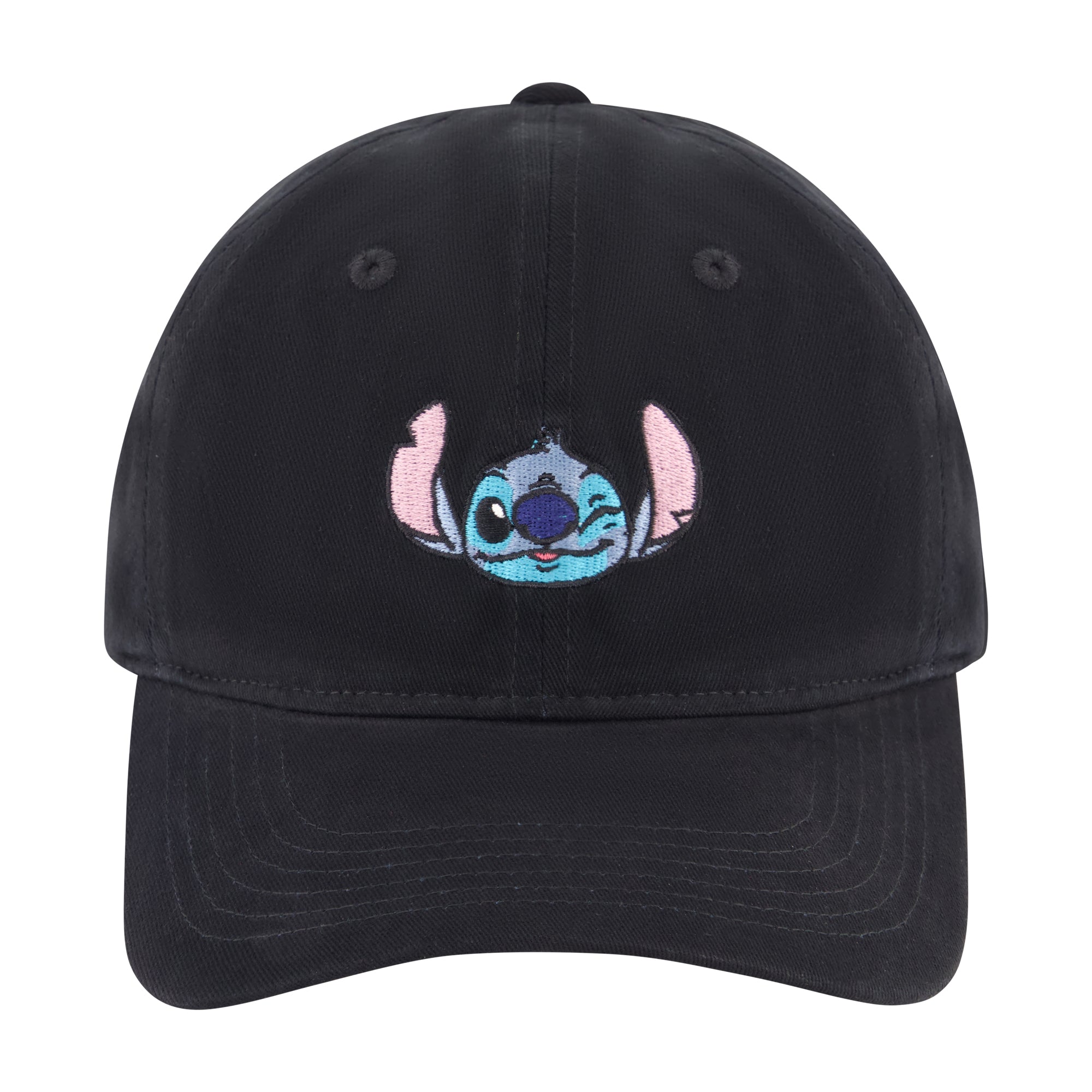 Disney Stitch Winky Face Embroidery Dad Cap,Black