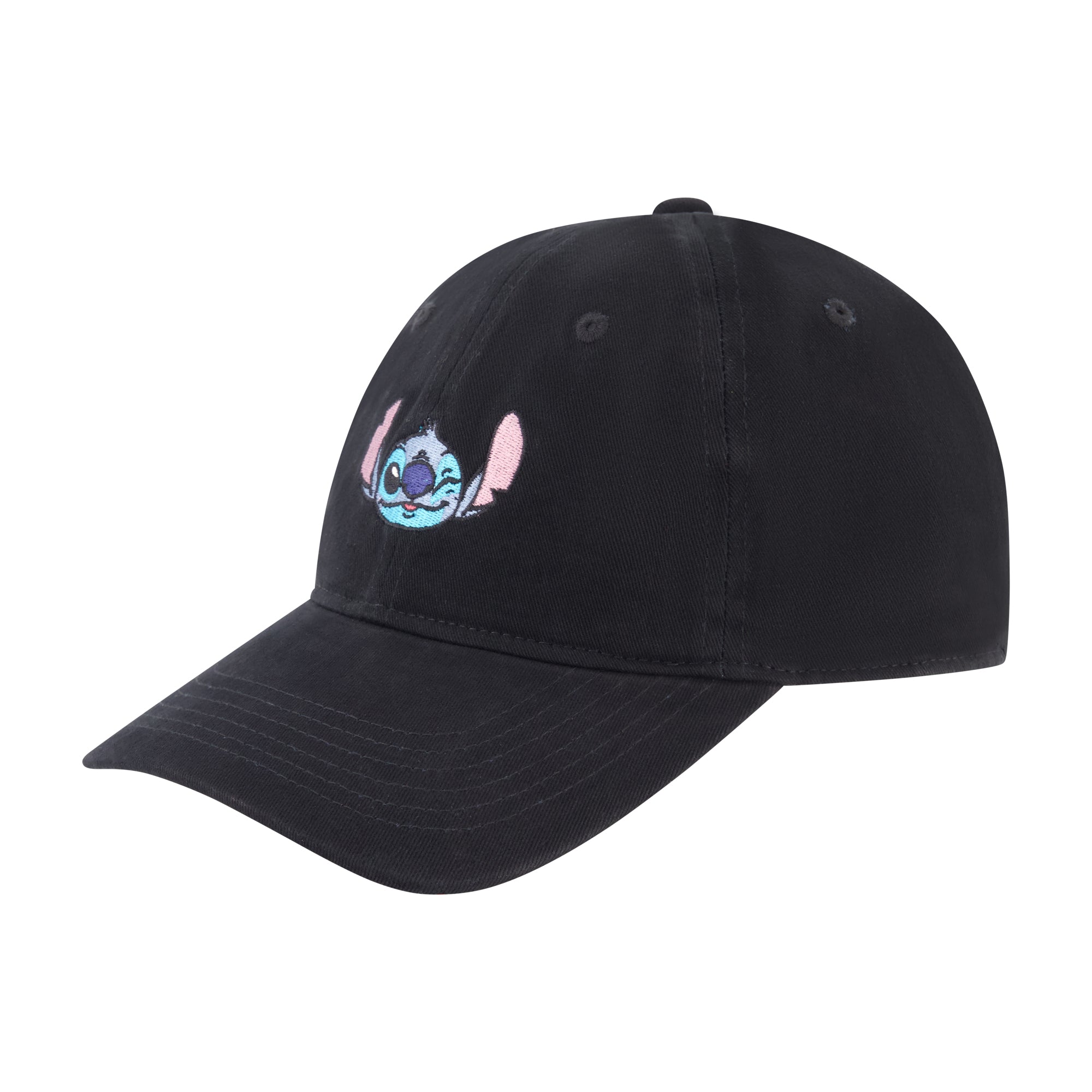 Disney Stitch Winky Face Embroidery Dad Cap,Black