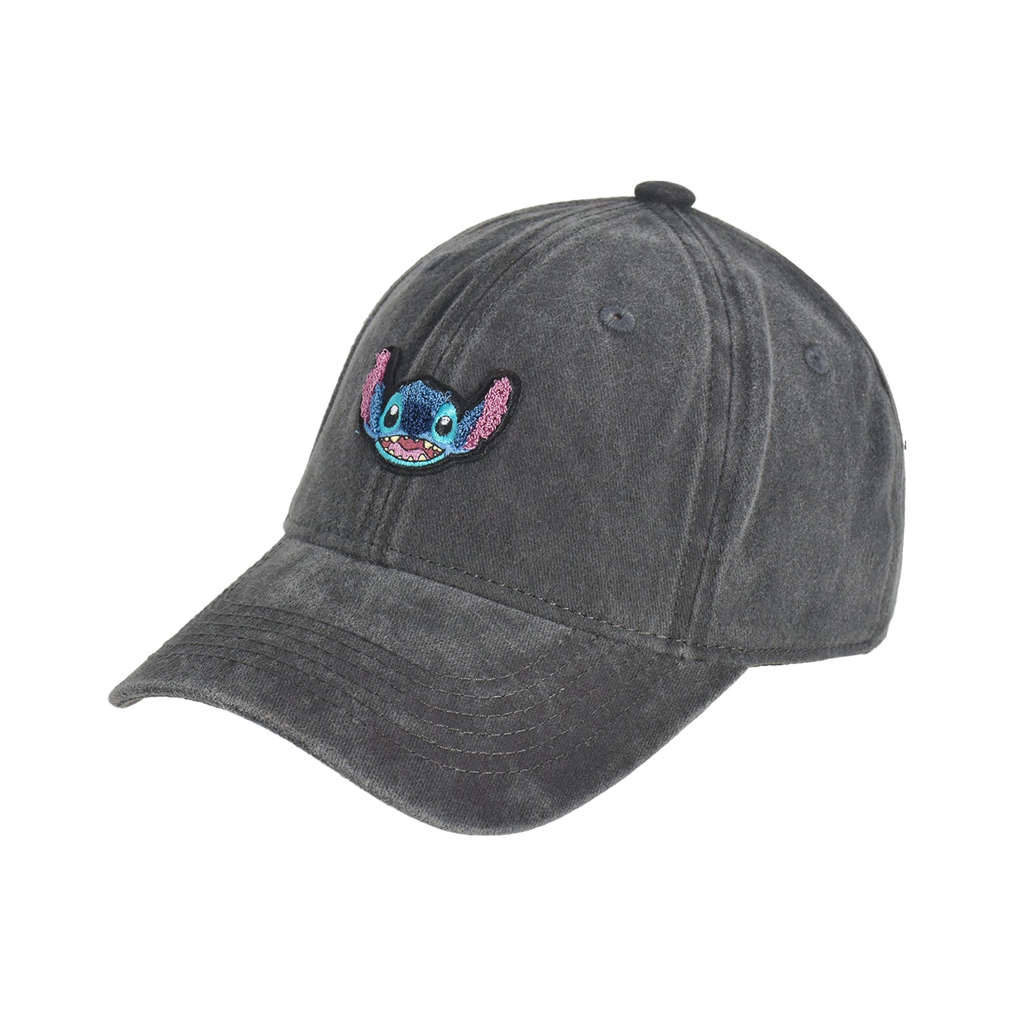 Disney Stitch Dad Hat, Adjustable Cotton Baseball Cap with Curved Brim, Black