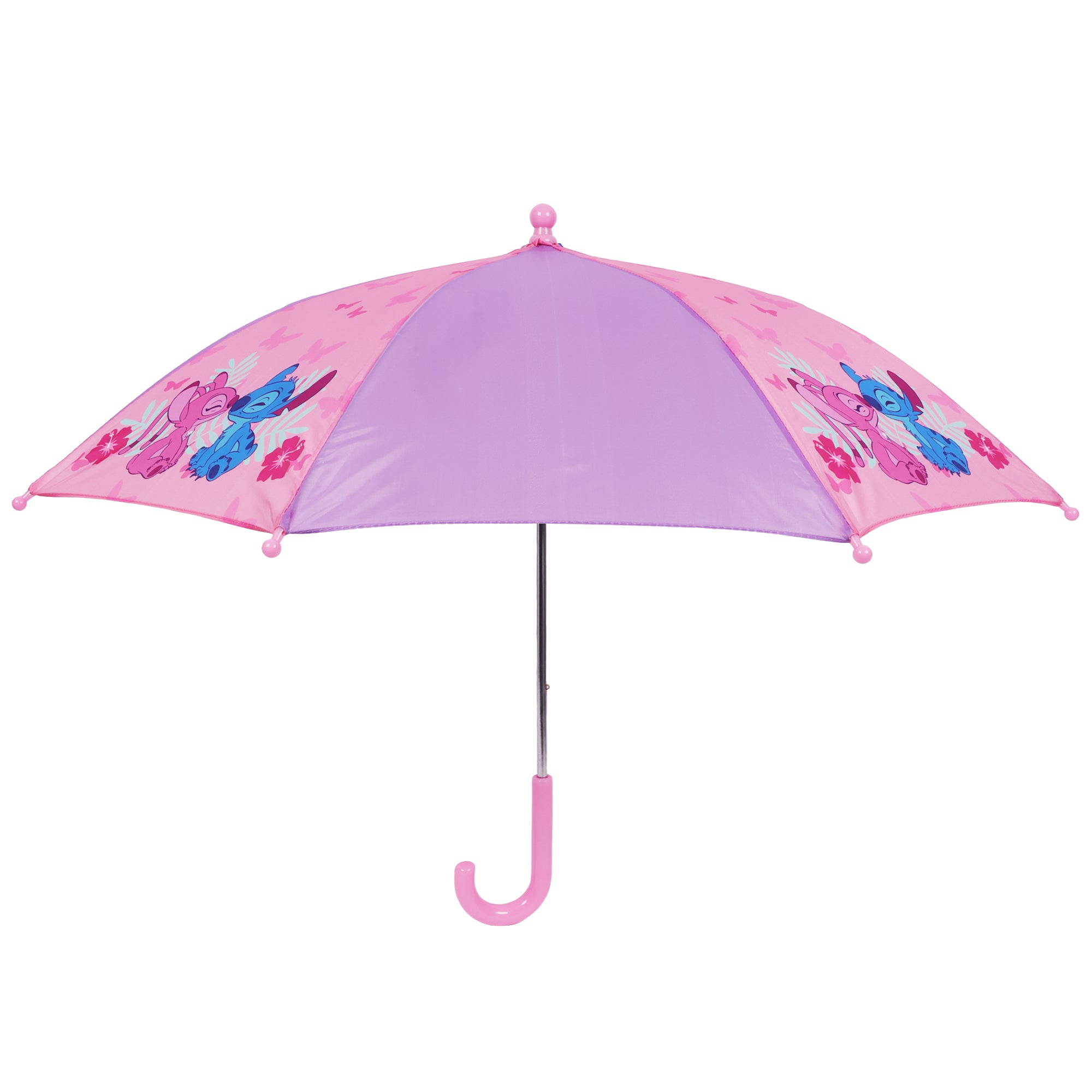 Disney Lilo & Stitch Stitch & Angel Kids Umbrella – 31” Arc, 8 Panel Pink & Purple Umbrella