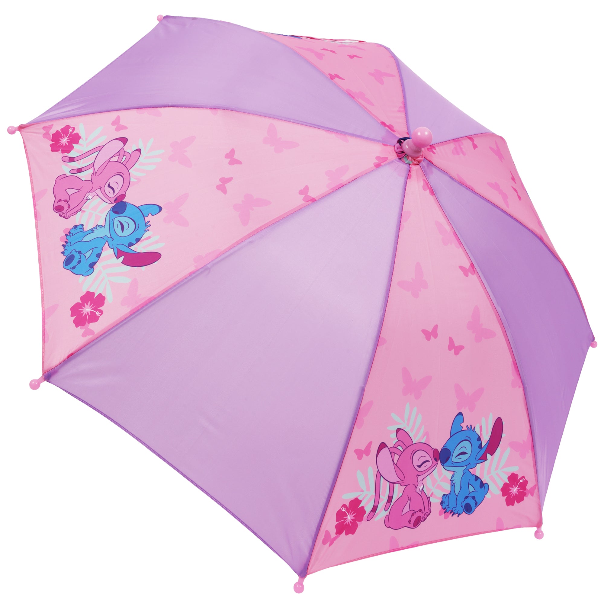 Disney Lilo & Stitch Stitch & Angel Kids Umbrella – 31” Arc, 8 Panel Pink & Purple Umbrella
