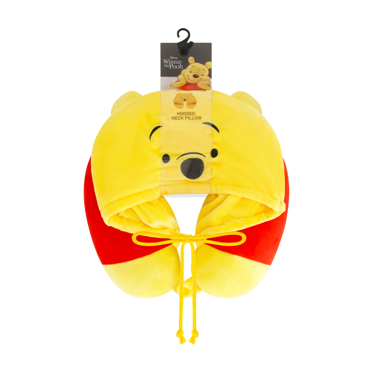 Disney Winnie The Pooh Hooded Neck Pillow, Memory Foam Travel Accessories for Airplane, Car, and Office, Comfortable and Breathable, Orange