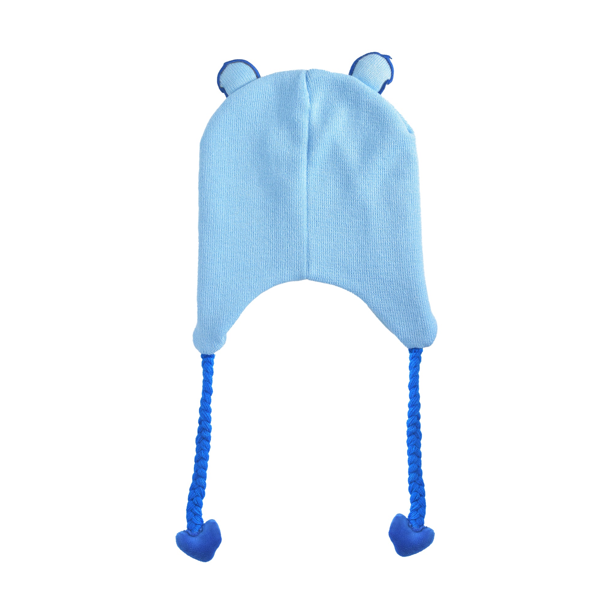 Care Bears Beanie Hat, Bedtime Bear Peruvian Winter Knit Cap with 3D Ears and Tassels, Blue, One Size