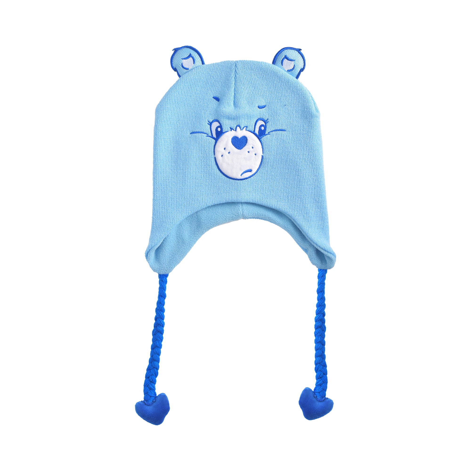 Care Bears Beanie Hat, Bedtime Bear Peruvian Winter Knit Cap with 3D Ears and Tassels, Blue, One Size