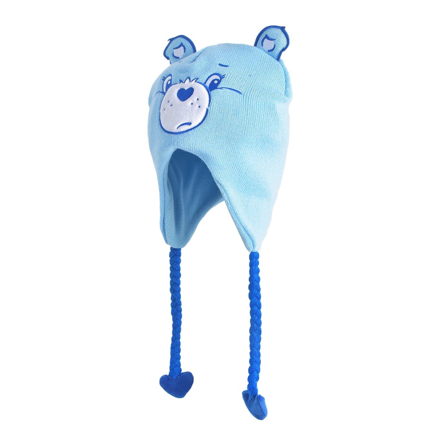 Care Bears Beanie Hat, Bedtime Bear Peruvian Winter Knit Cap with 3D Ears and Tassels, Blue, One Size