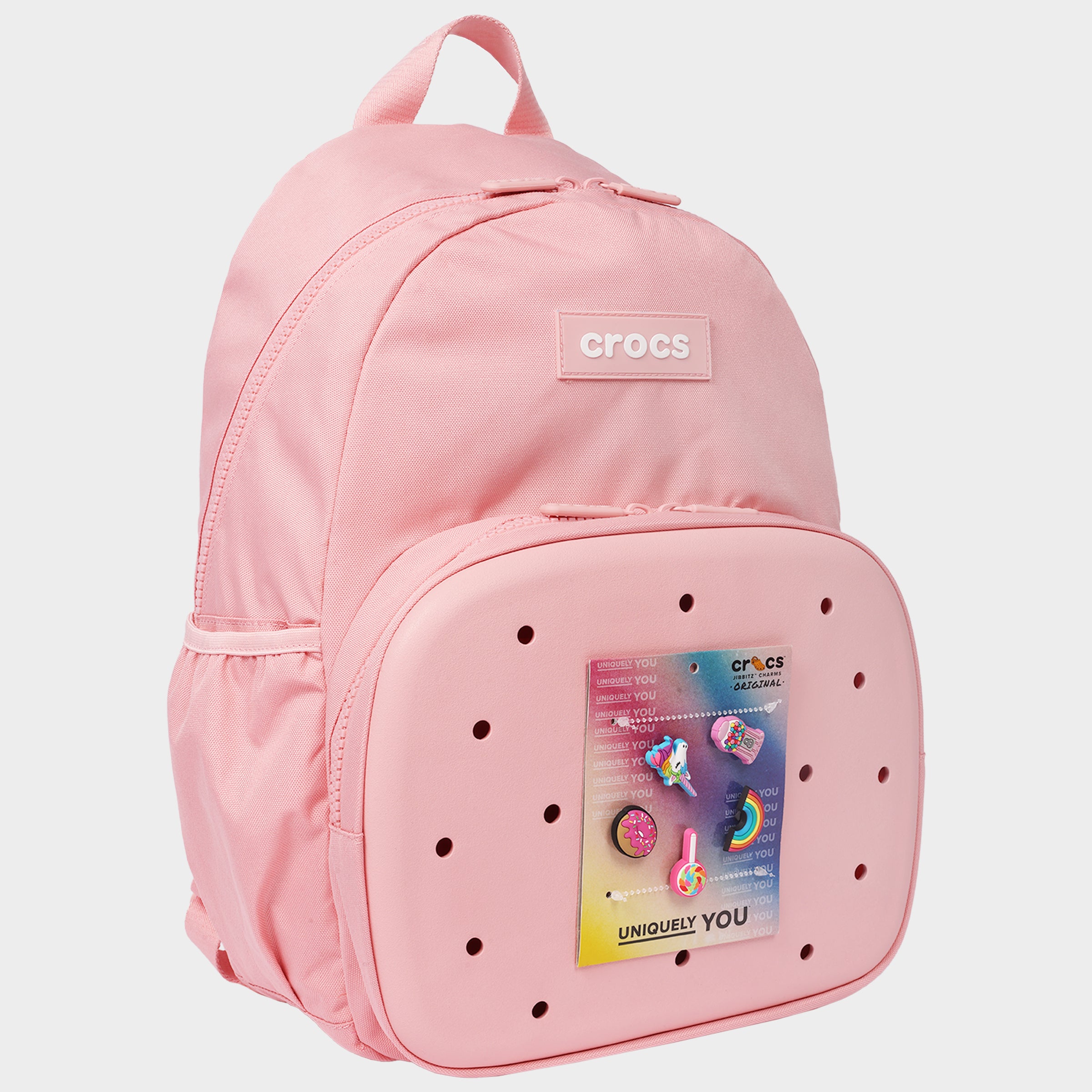 Crocs Back to School Backpack with EVA Front Pocket – Customizable Jibbitz™ Backpack (Powder Pink)