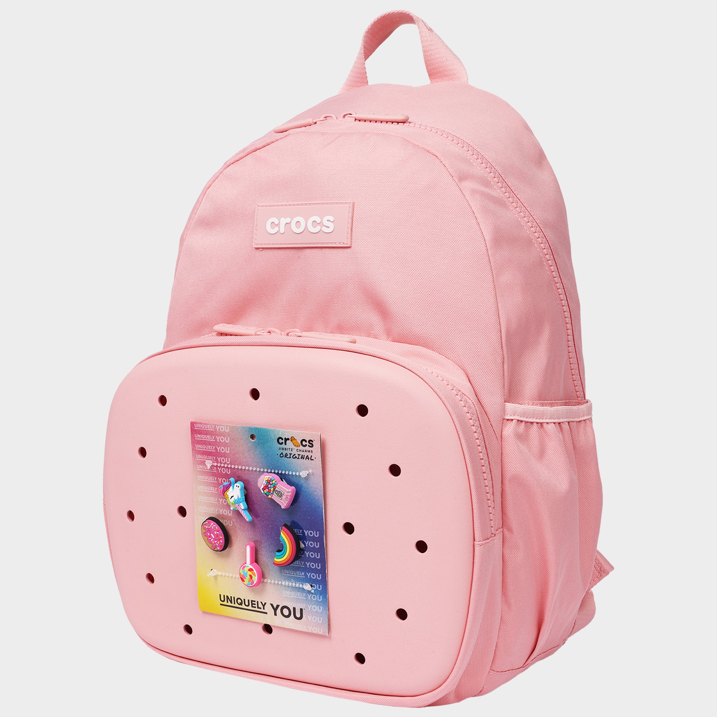 Crocs Back to School Backpack with EVA Front Pocket – Customizable Jibbitz™ Backpack (Powder Pink)