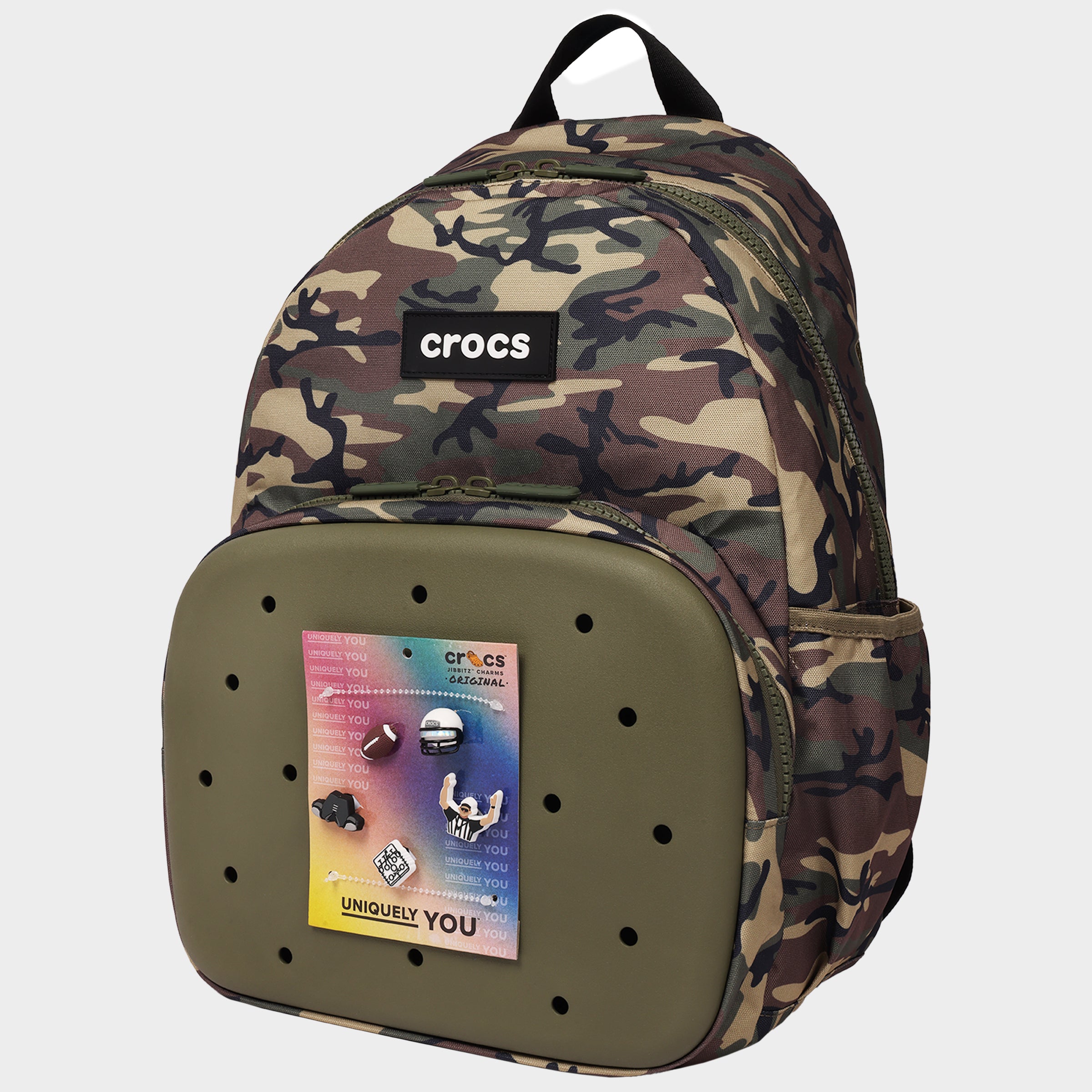 Crocs Camo Back to School Backpack with EVA Front Pocket – Customizable Jibbitz™ Backpack (Camouflage)