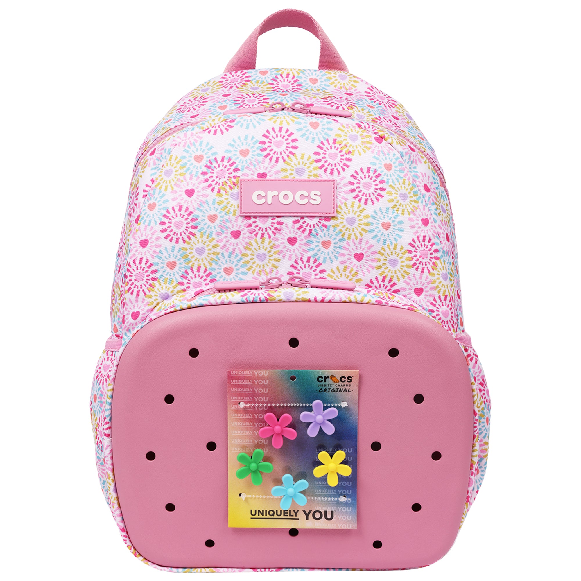 Crocs Floral Back to School Backpack with EVA Front Pocket – Customizable Jibbitz™ Backpack (Pink Floral)