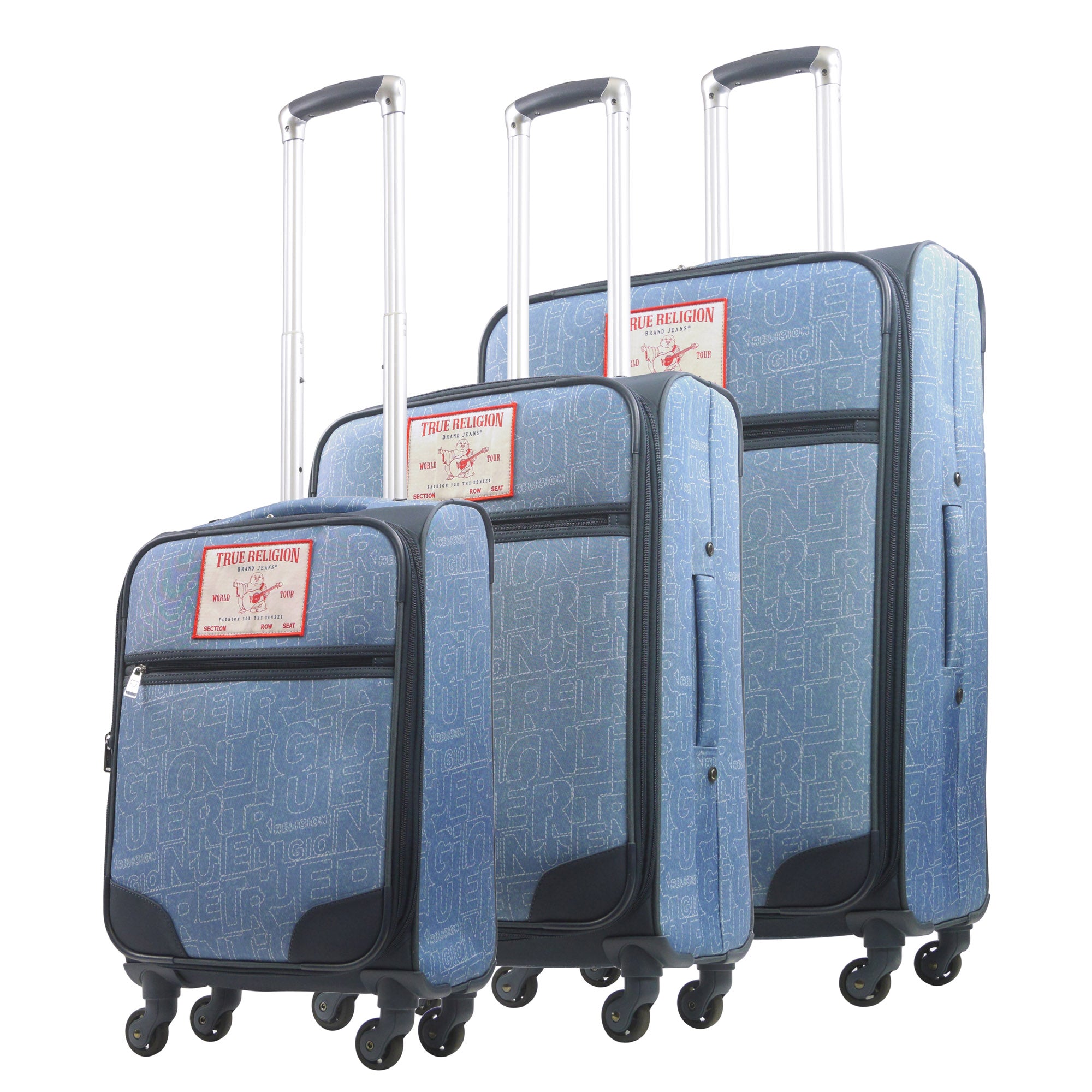 True Religion Soft Sided 3 pc spinner Luggage Set