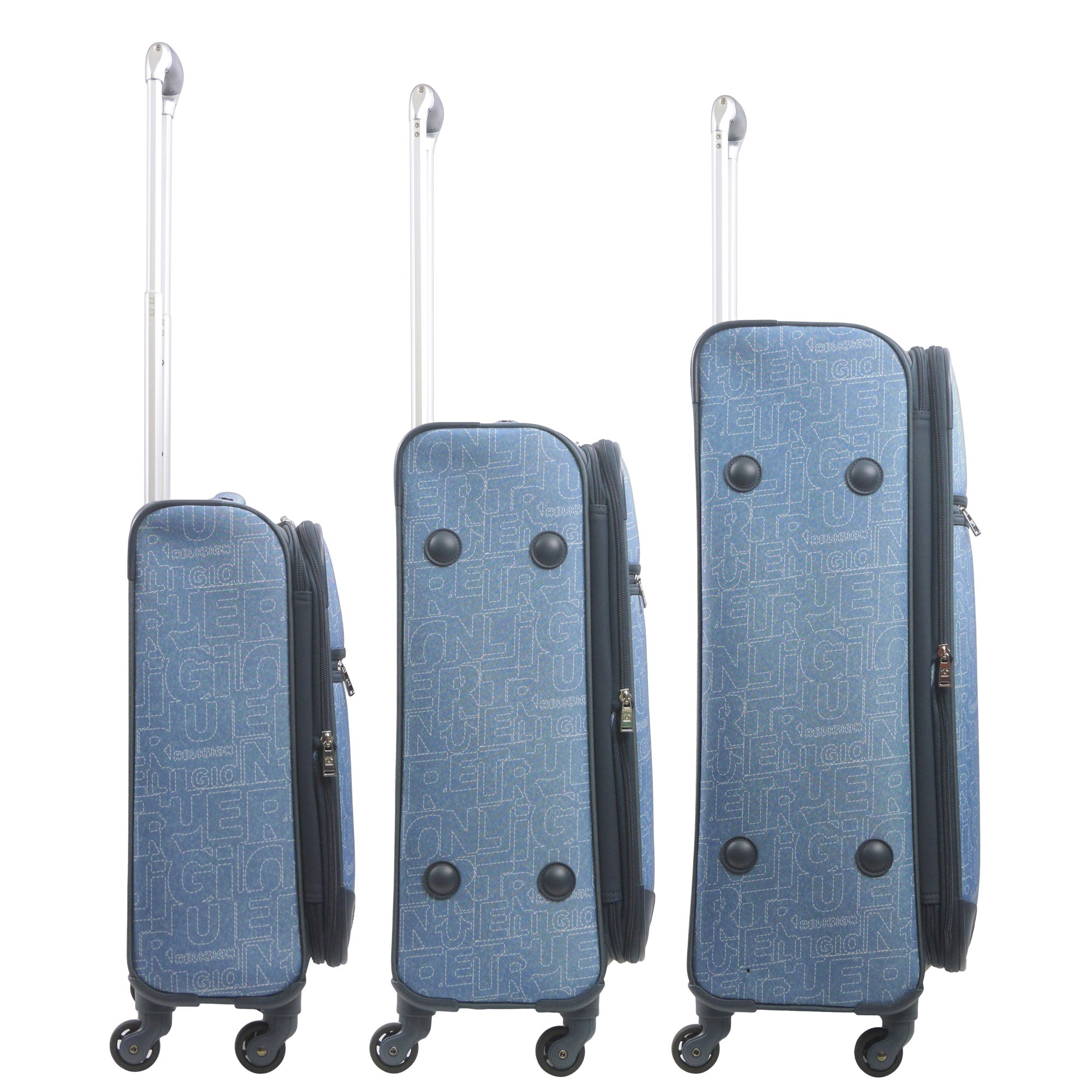 True Religion Soft Sided 3 pc spinner Luggage Set