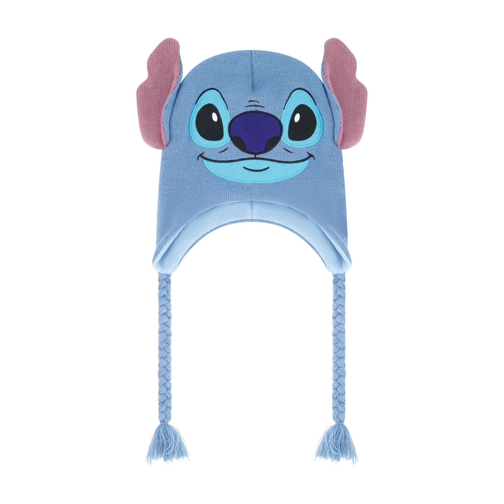 Disney Lilo and Stitch Peruvian Winter Beanie Hat, Knitted Stocking Cap with Tassels, Blue