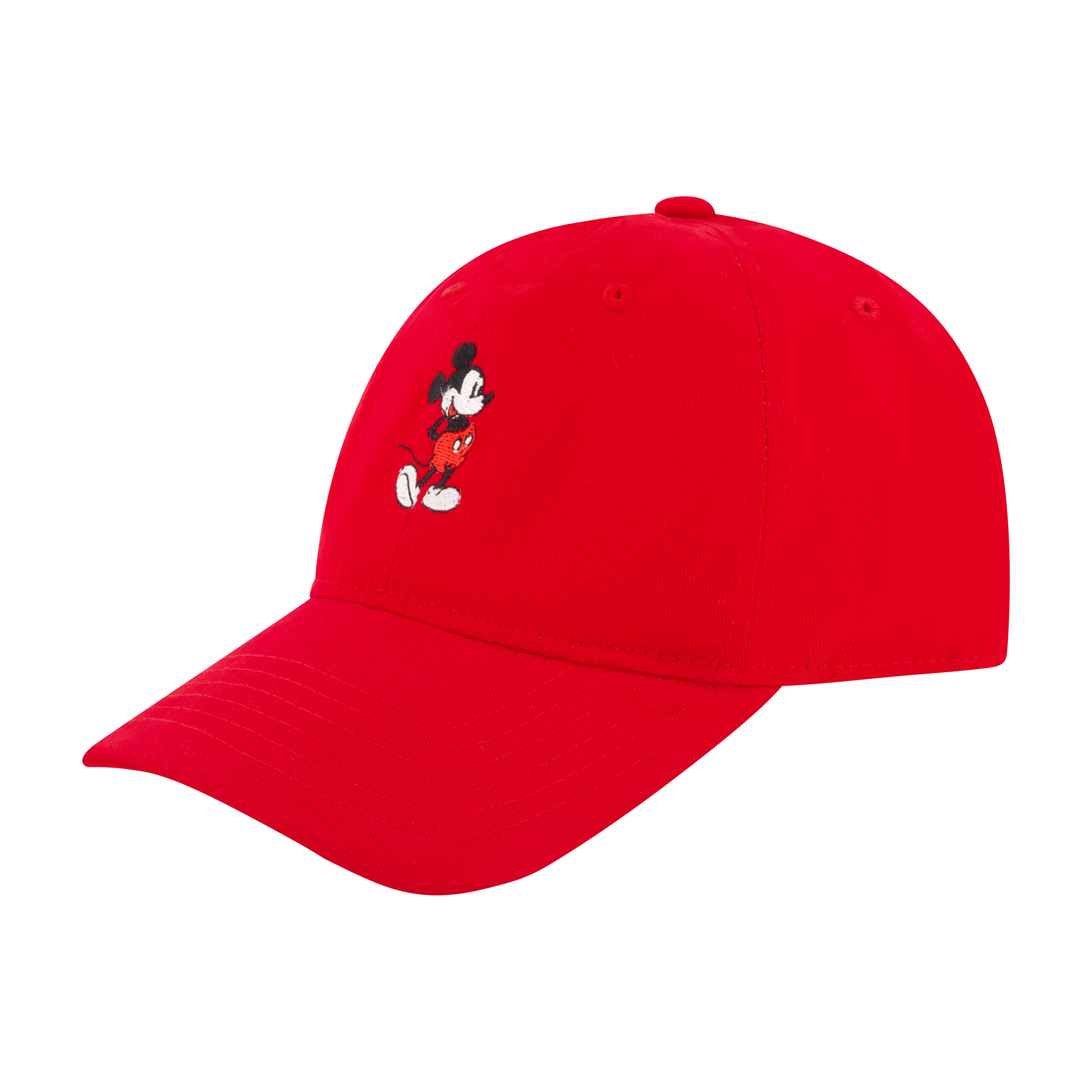 Disney Mickey Mouse Adjustable Baseball Cap With Washed Twill Embroidery,Red