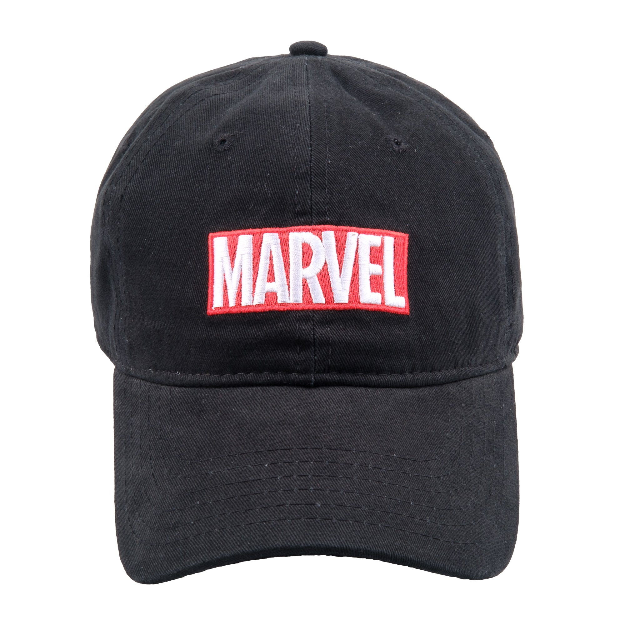 Marvel Logo Cotton Adjustable Dad Hat, Black, One Size