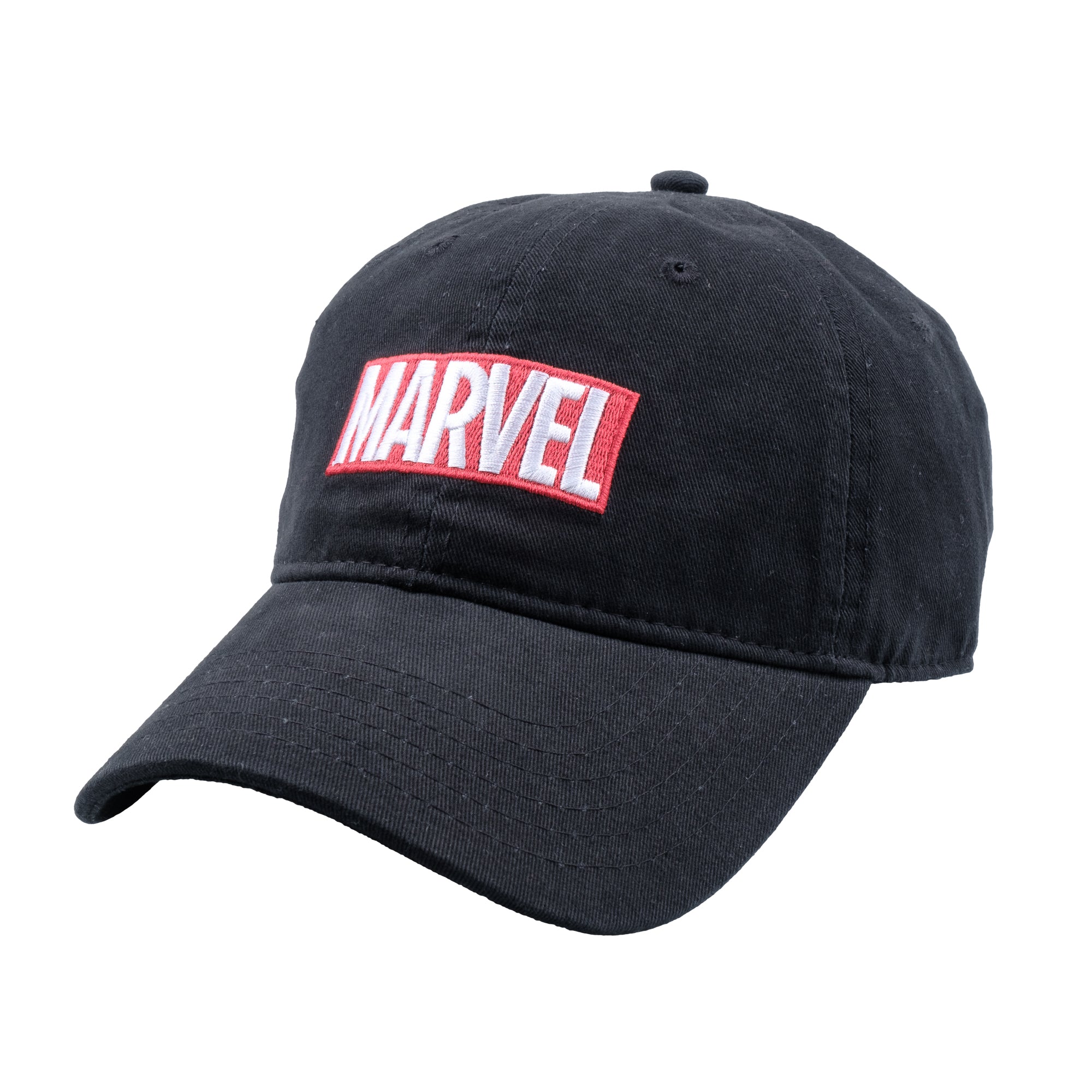 Marvel Logo Cotton Adjustable Dad Hat, Black, One Size